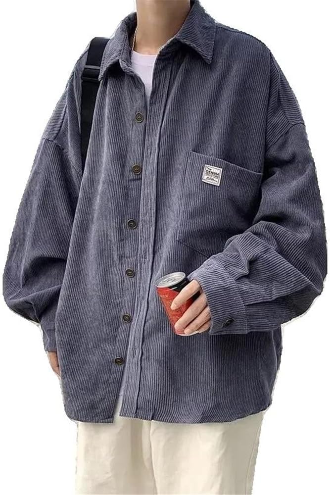 Xingfenly Long Sleeved Shirt Jacket For Men' Spring And Autumn Casual Loose Versatile Trend Retro Outerwear