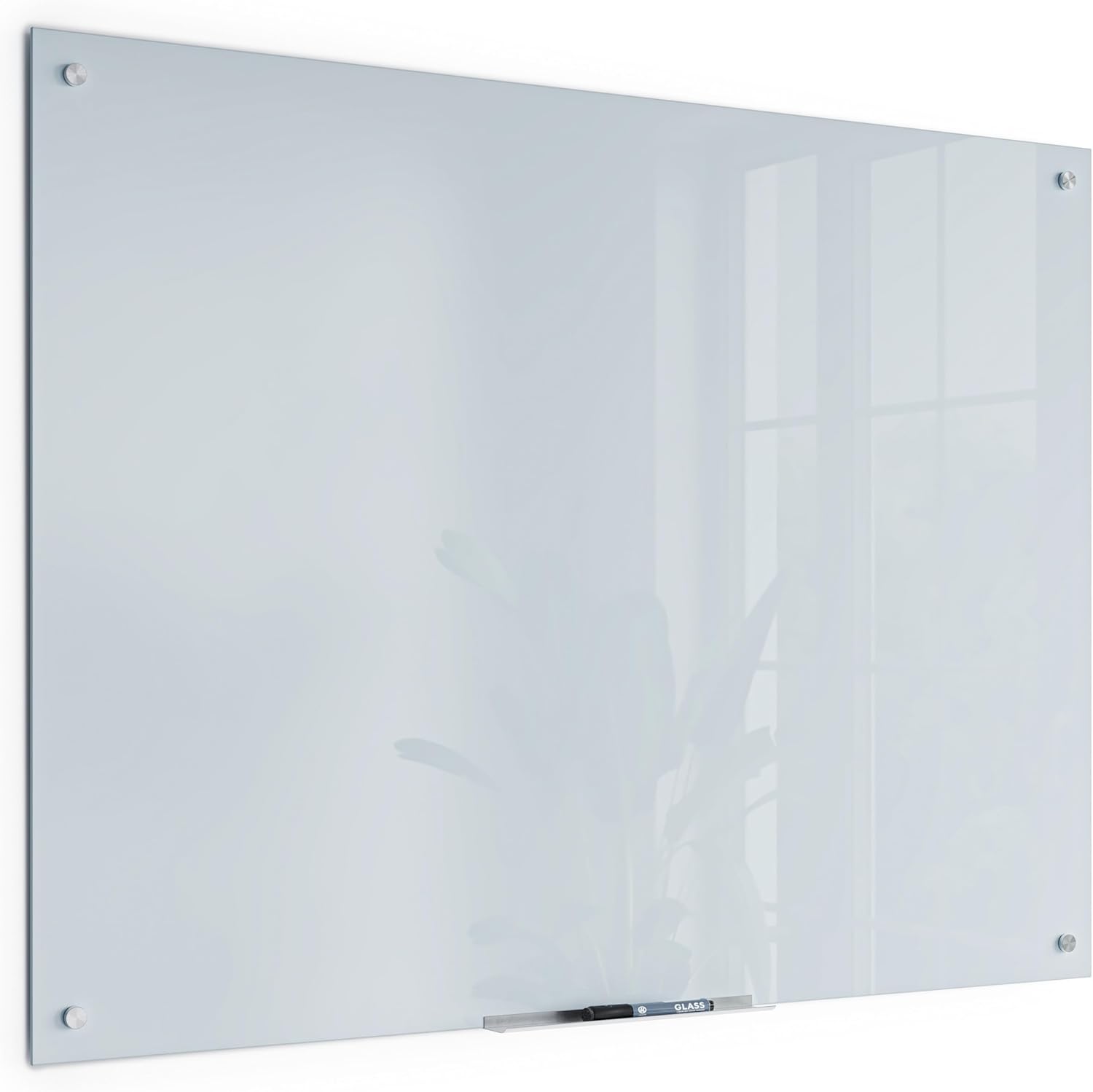 U Brands Glass Whiteboard 36" x 48", Frameless White Frosted Dry Erase Board, Wall Mounted for Office, Home, and Classroom, Includes Marker