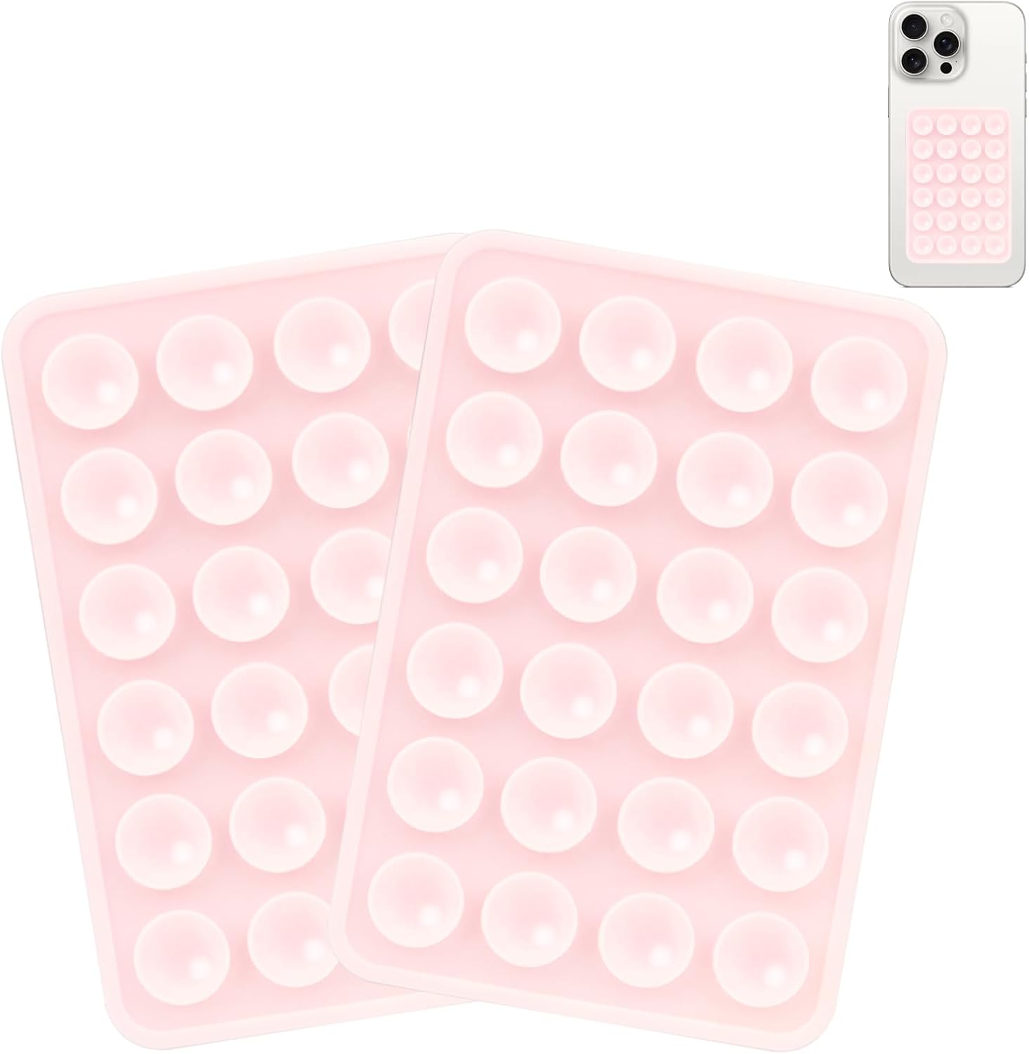 Giumel 2PCS Silicone Suction Phone Case Mount, Non Slip Suction Cup, Hands-Free Phone Accessories Holder for Selfies and Videos, Silicone Adhesive Stand Sticky for Cell Phone Light Pink