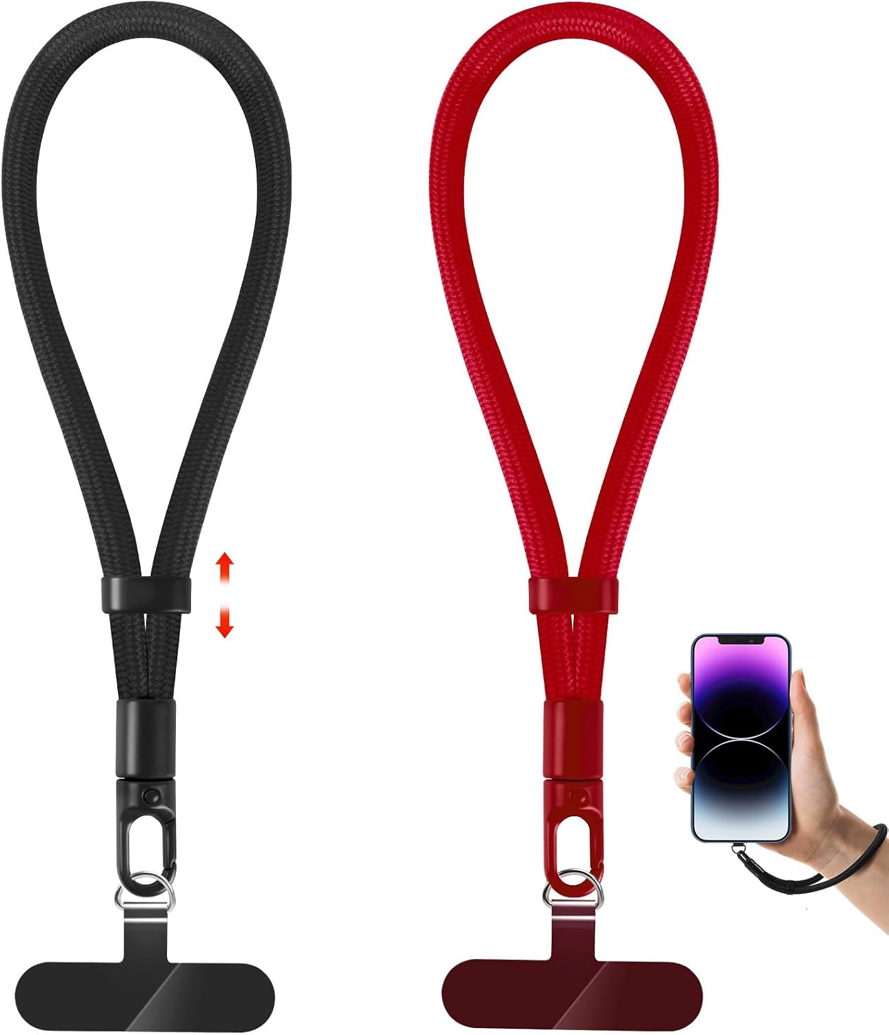 Phone Lanyard, 2 Pack Adjustable Cell Phone Lanyard Strap, Hand Wrist Strap Lanyard with Tether Tabs for Smartphones