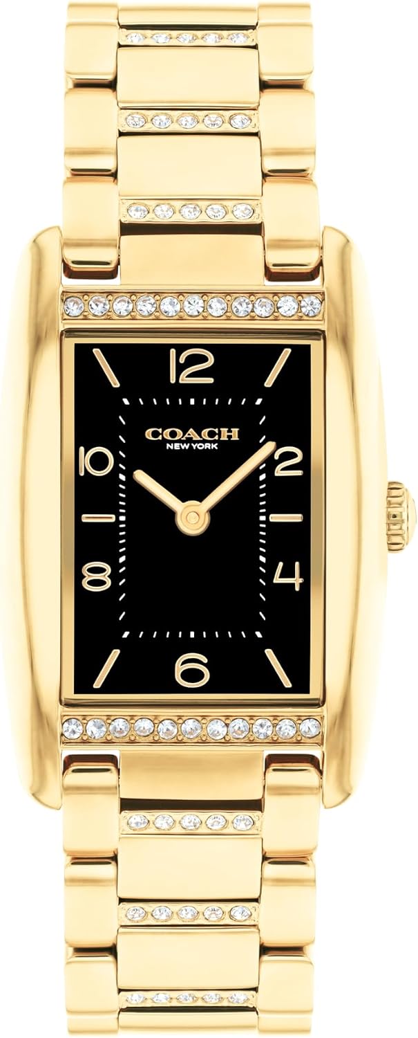 Coach Reese Women's Watch - 2H Quartz Tank Watch with Crystal-Set Link Bracelet - Water Resistant 3 ATM/30 Meters - Gift for Her - Premium Fashion Timepiece for Every Occasion - 24mm