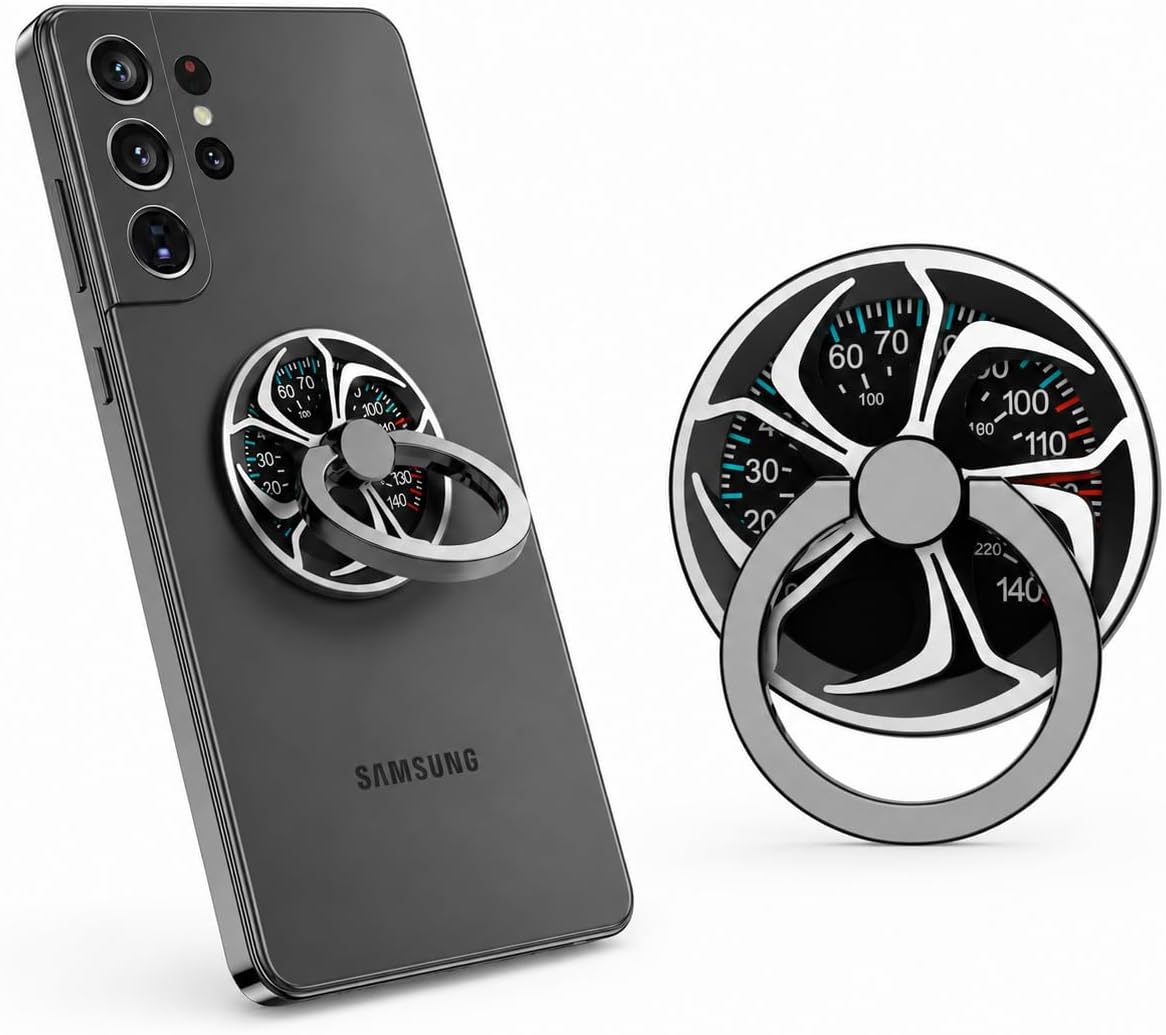 Phone Ring Holder Stand,Non-Magnetic Adhesive 360° Rotating Cell Phone Grip with Fidget Spinner, Anti-Drop Finger Ring Kickstand for iPhone Samsung Android, Car Wheel Inspired Design,1 Pack