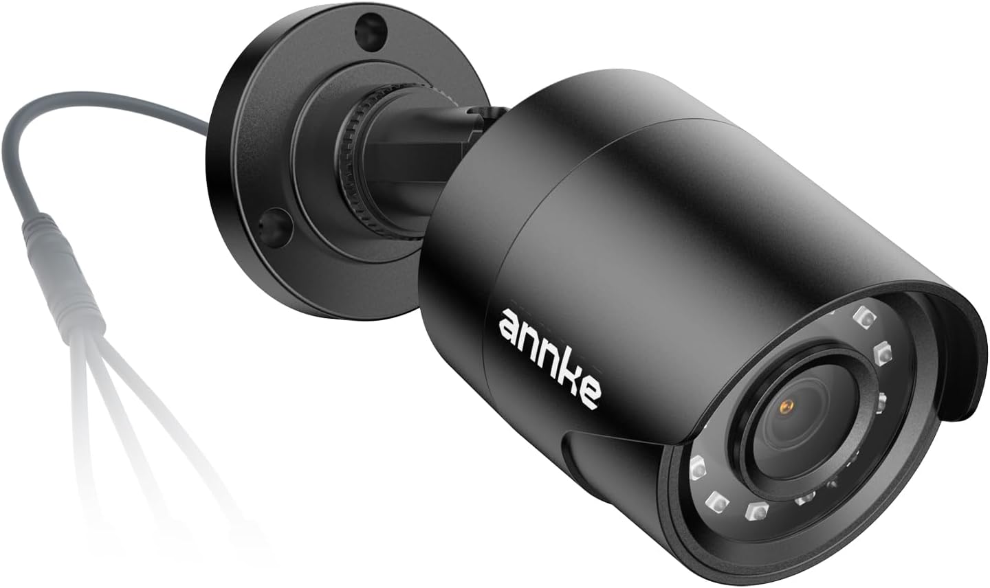 ANNKE 1080p Security Camera 4-in-1 CCTV Bullet Wired Cam, AHD/TVI/CVI/CVBS | Analog Surveillance Video Add-On Black Camera for Outdoor Use, 100ft Clear Night Vision (Power Adapter Not Included) - E200