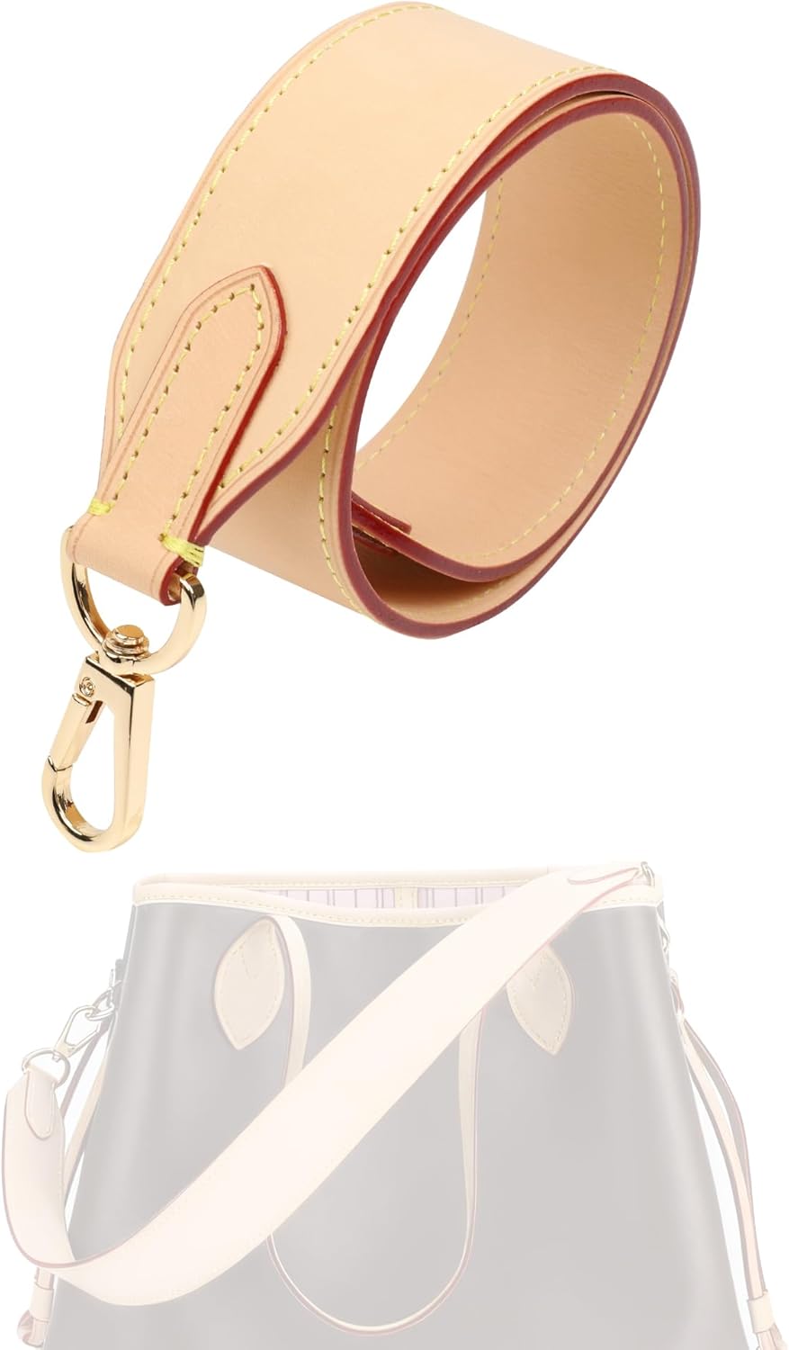 Vachetta Leather Strap for LV Neverfull Bag,Double Sided Usable Cowhide Crossbody Purse Strap for Handbag