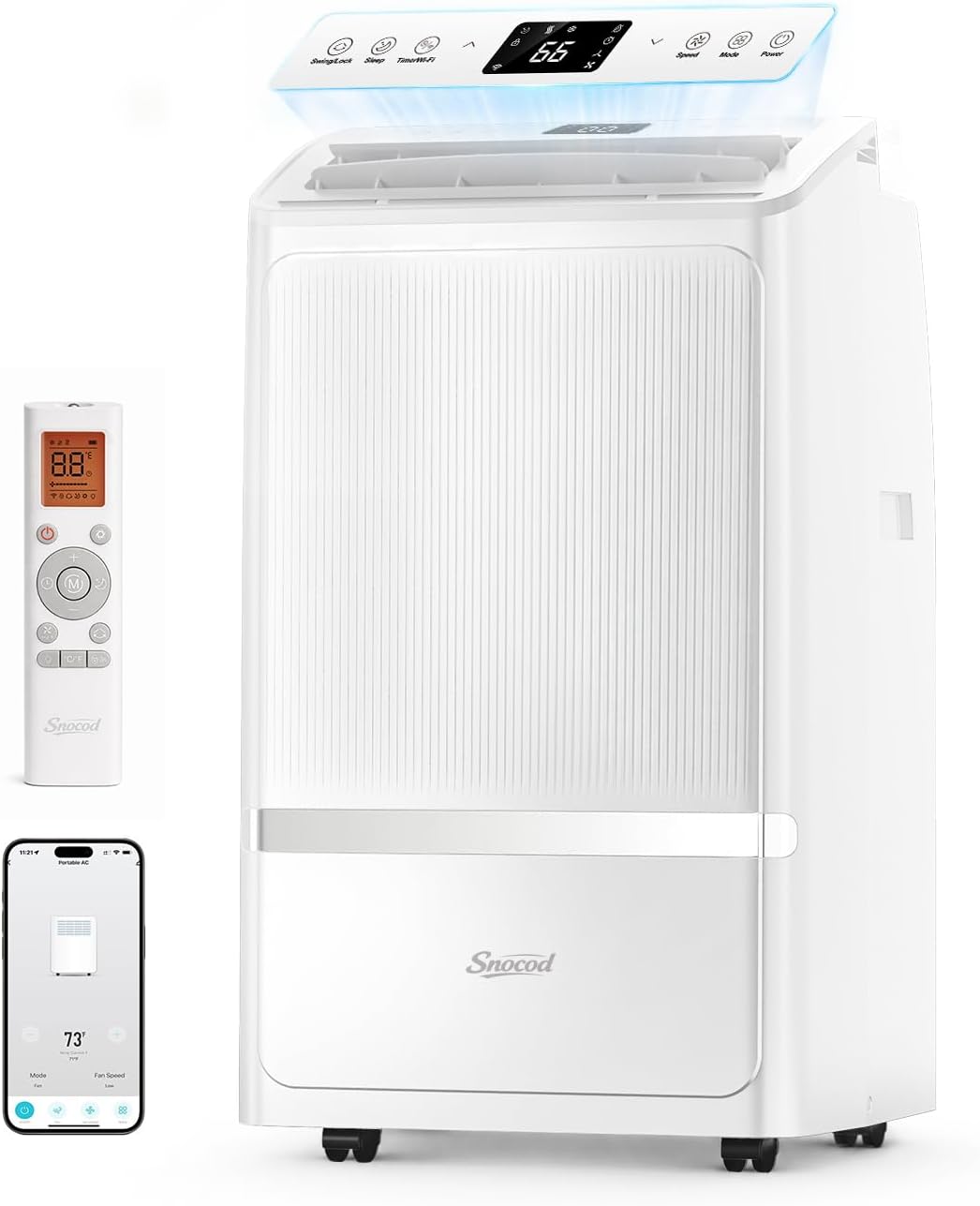 Portable Air Conditioners, 16000 BTU Cooling for 800 Sq ft, 5-in-1 with Drainage-Free Cooling, Fan, Dehumidifier, Sleep Mode, APP & Remote Control, Quiet 40 dB, Window Installation Kit