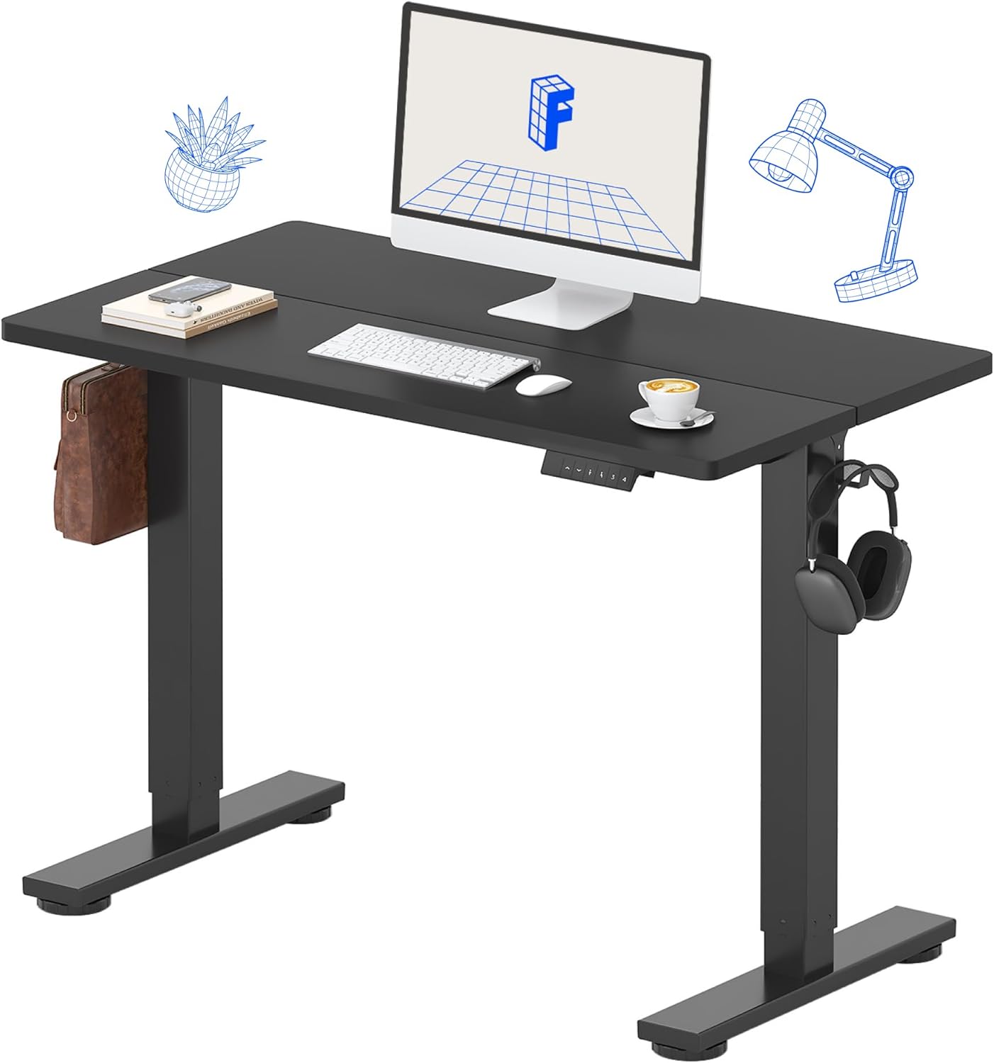 FLEXISPOT 40x24 Inch Electric Standing Desk, Black | Home Office, Remote Work, Study Space, Laptop & Monitor Setup, Everyday Use, Spliced Desktop