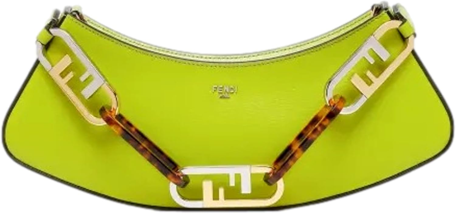 FENDI O’Lock Swing Wasabi Green Calf Leather Small Hobo Shoulder Bag – Designer Women’s Luxury Purse with Gold-Tone Logo Hardware 8BS068