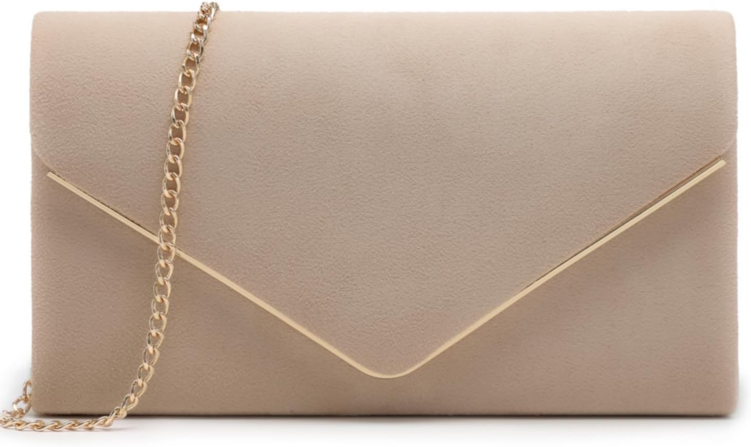 Dasein Women Faux Suede Clutch Purse Evening Bag Bridal Formal Handbag | with Detachable Gold Chain Strap, Perfect for Wedding, Prom, Cocktail, Party, Dinner, Gift, Small, Lightweight