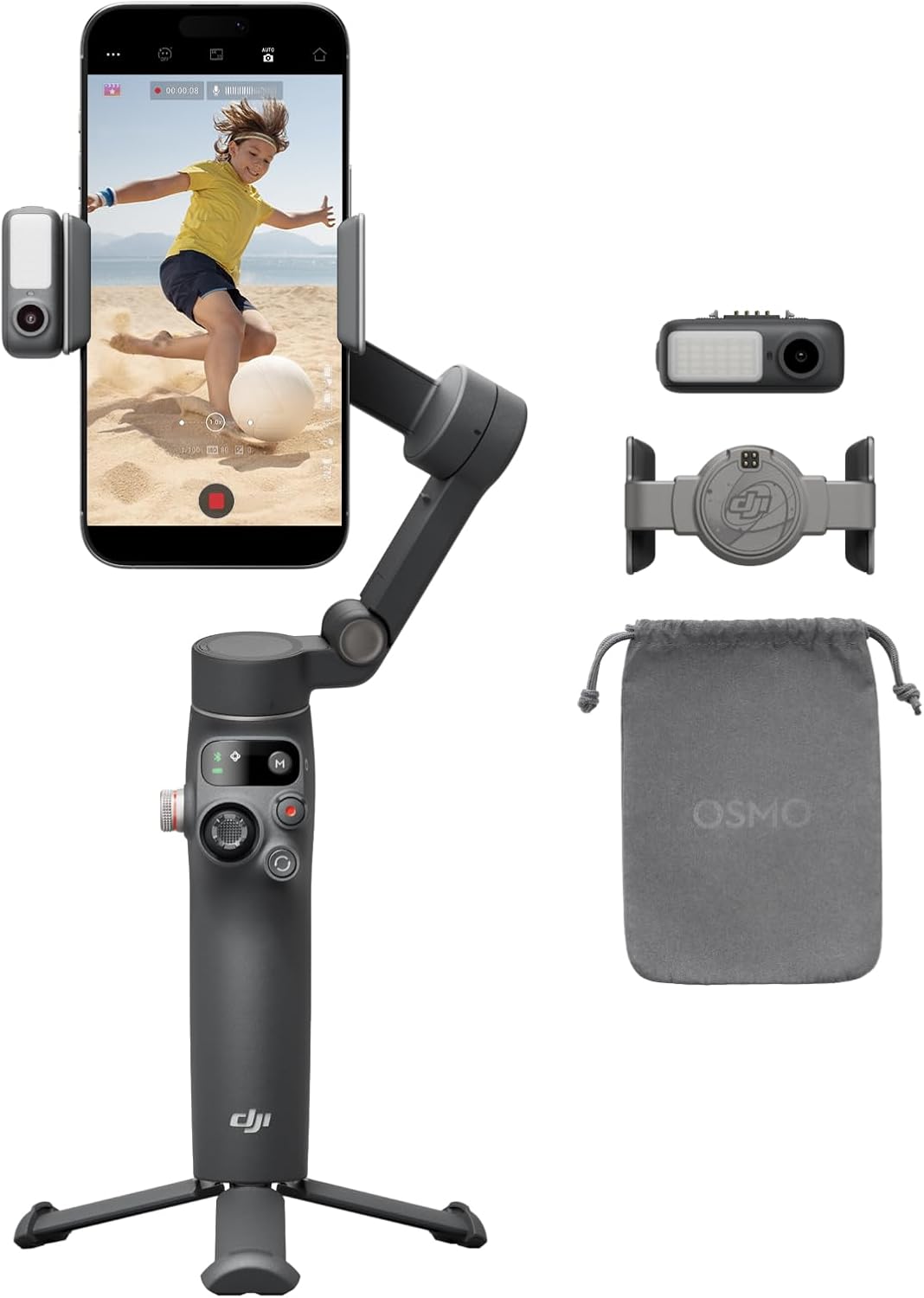 DJI Osmo Mobile 7P Gimbal Stabilizer for iPhone & Android, Native Tracking | Lighting, 3-Axis Phone Gimbal, Quick Launch, One-Tap Edit, Built-in Extension Rod & Tripod, 10hrs Use, Phone Charging