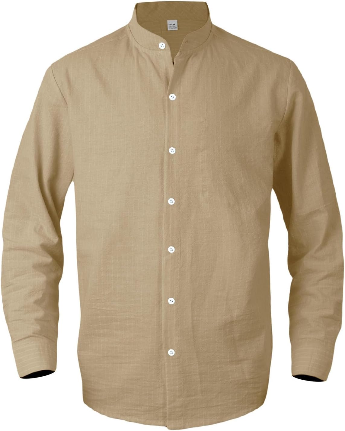 Men's Linen Long Sleeve Button-Down Shirt Business Casual Striped Shirt for Spring/Autumn Office Everyday Wear