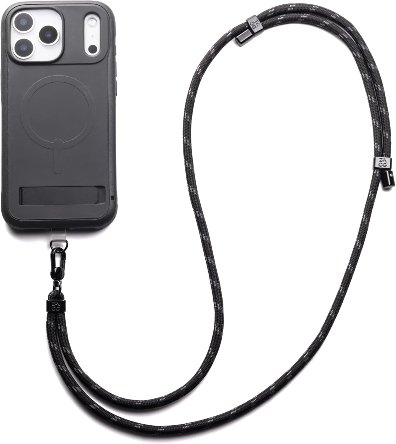 ZAGG Crossbody Lanyard for Phone Cases with Lanyard Attach Points – Adjustable Durable Nylon Strap with Tear-Proof Tab – Comfortable Hands-Free Carry, Black