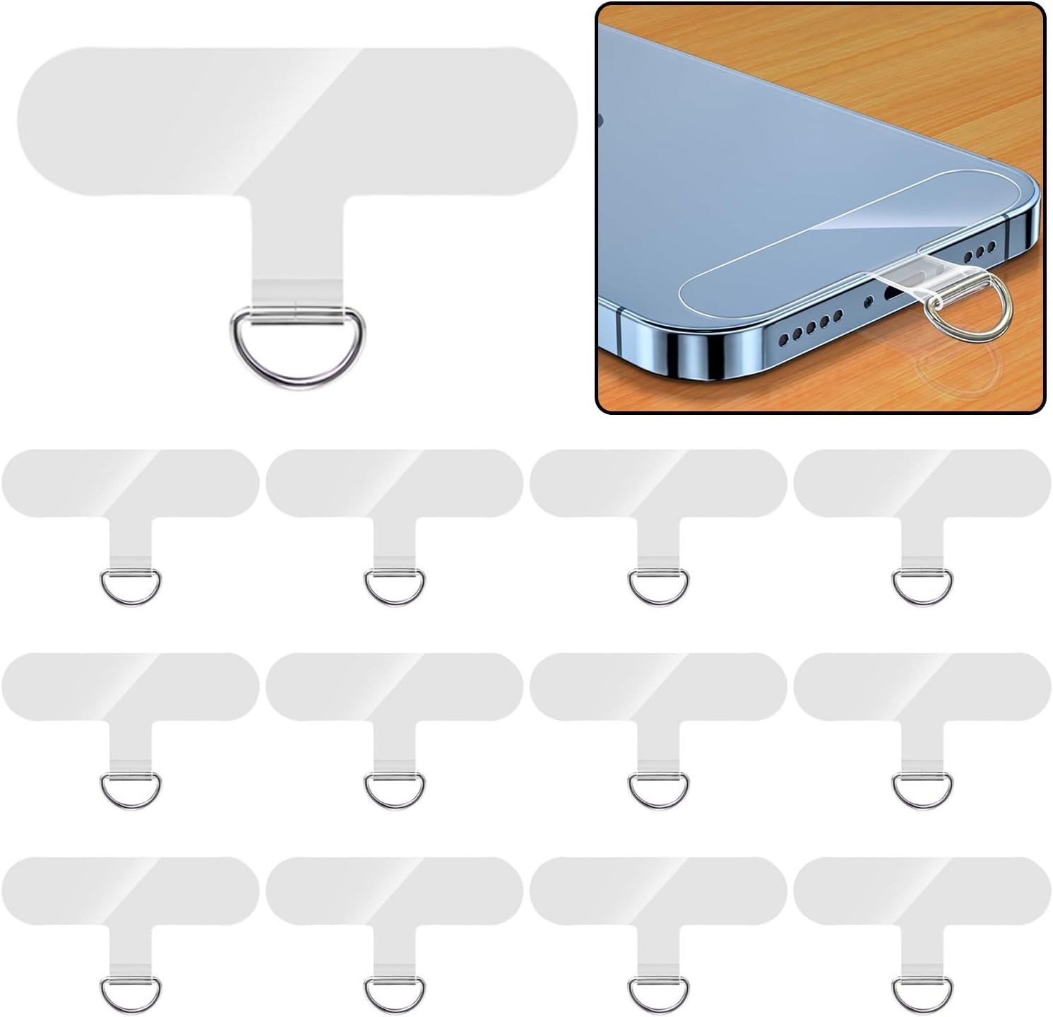 12-Piece Universal Phone Lanyard Patch - No Adhesive, Cell Phone Strap Replacement Part