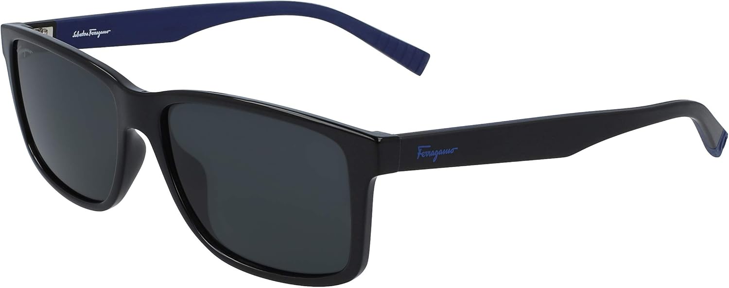 Salvatore Ferragamo Sunglasses Square Full Rim, Dark Green/Beige Frame and Green Grey Lens SF938S338