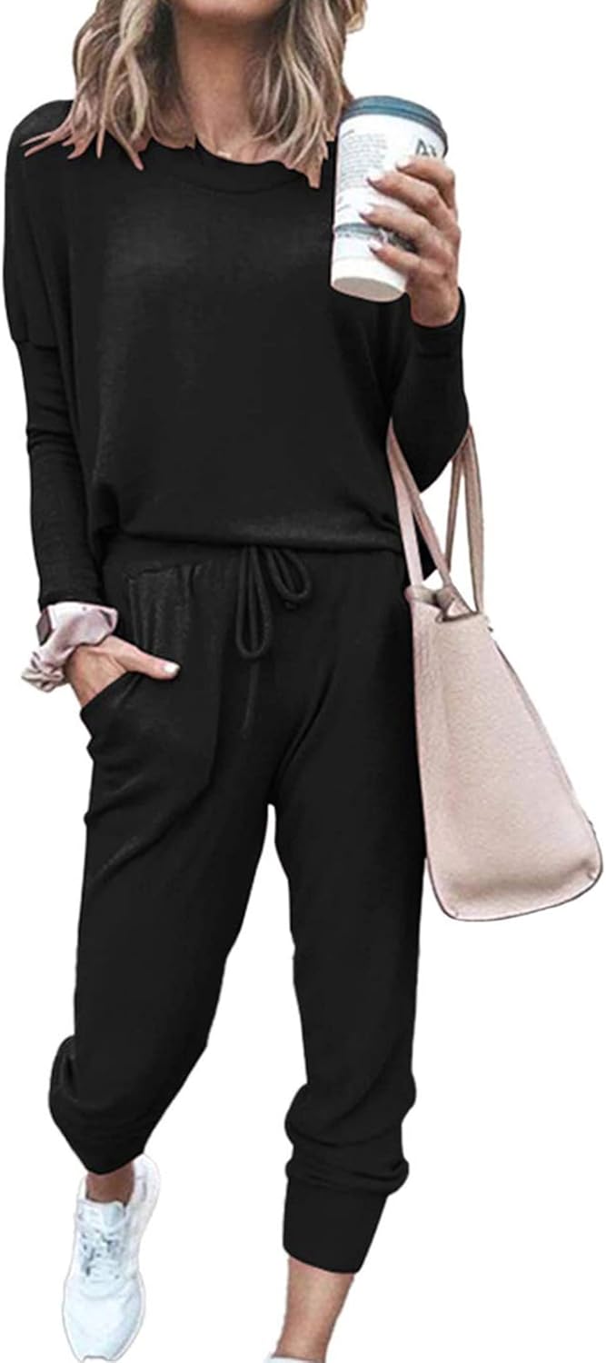 PRETTYGARDEN Travel Outfit Women 2 Piece Lounge Sets | Long Sleeve Shirts, Jogger Pants Pockets, Matching Track Suits, Fall Spring Comfy Clothes for Casual Outing, Cruise, Airport