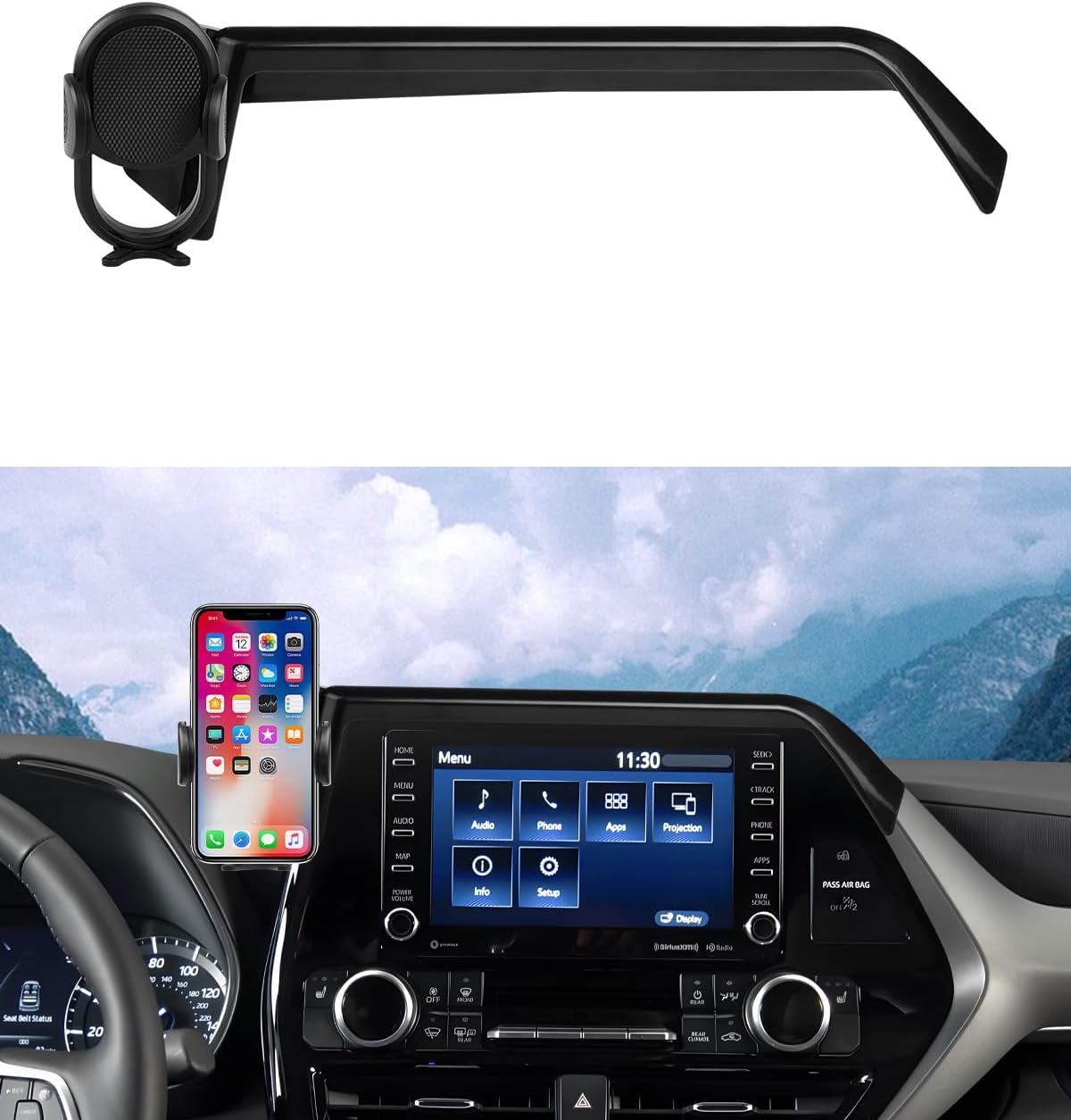 Autorder Custom Fit for Car Phone Holder 2020-2025 Toyota Highlander Accessories Phone Mount 8" Screen Cell Phone Automobile Cradles Hands-Free 360 Degree Rotation