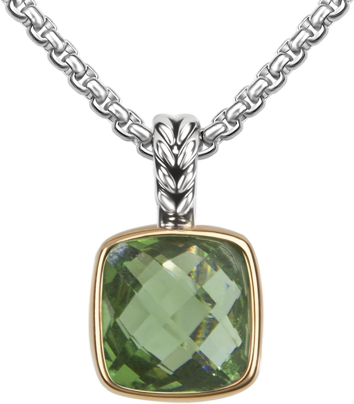 Designer 11MM Cubic Zirconia Pendant Necklace for Women Trendy 18K Gold Plated Twisted Cable Wire Necklace Jewelry Gift