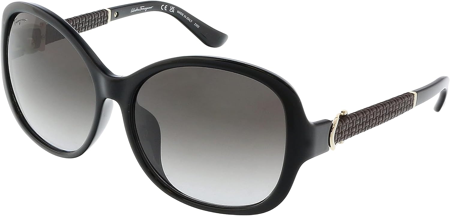 Salvatore Ferragamo Sunglasses Oval Full Rim, Black Frame and Grey Gradient Lens SF744SLA001