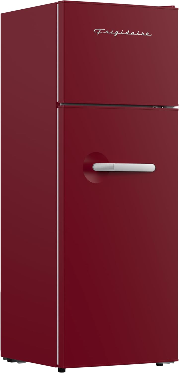 Frigidaire Retro Apartment Size Refrigerator with Top Freezer - 2 Door Fridge with 7.5 Cu Ft of Storage Capacity, Adjustable Spill-Proof Shelves, Door & Crisper Bins, Merlot