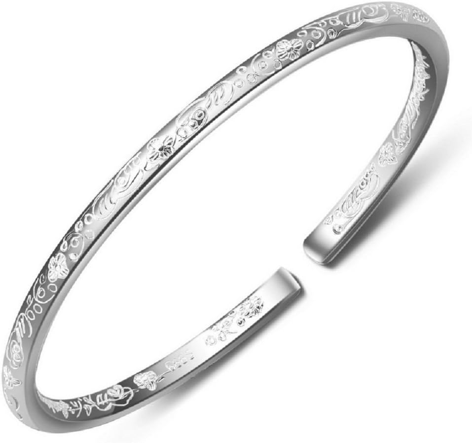 Merdia 999 Solid Sterling Silver Bangle Cuff Bracelets for Women's | Sterling Silver Bracelet | Silver Jewelry | Silver Bracelets for Women | Jewelry for Women | Charm Bracelets for Women