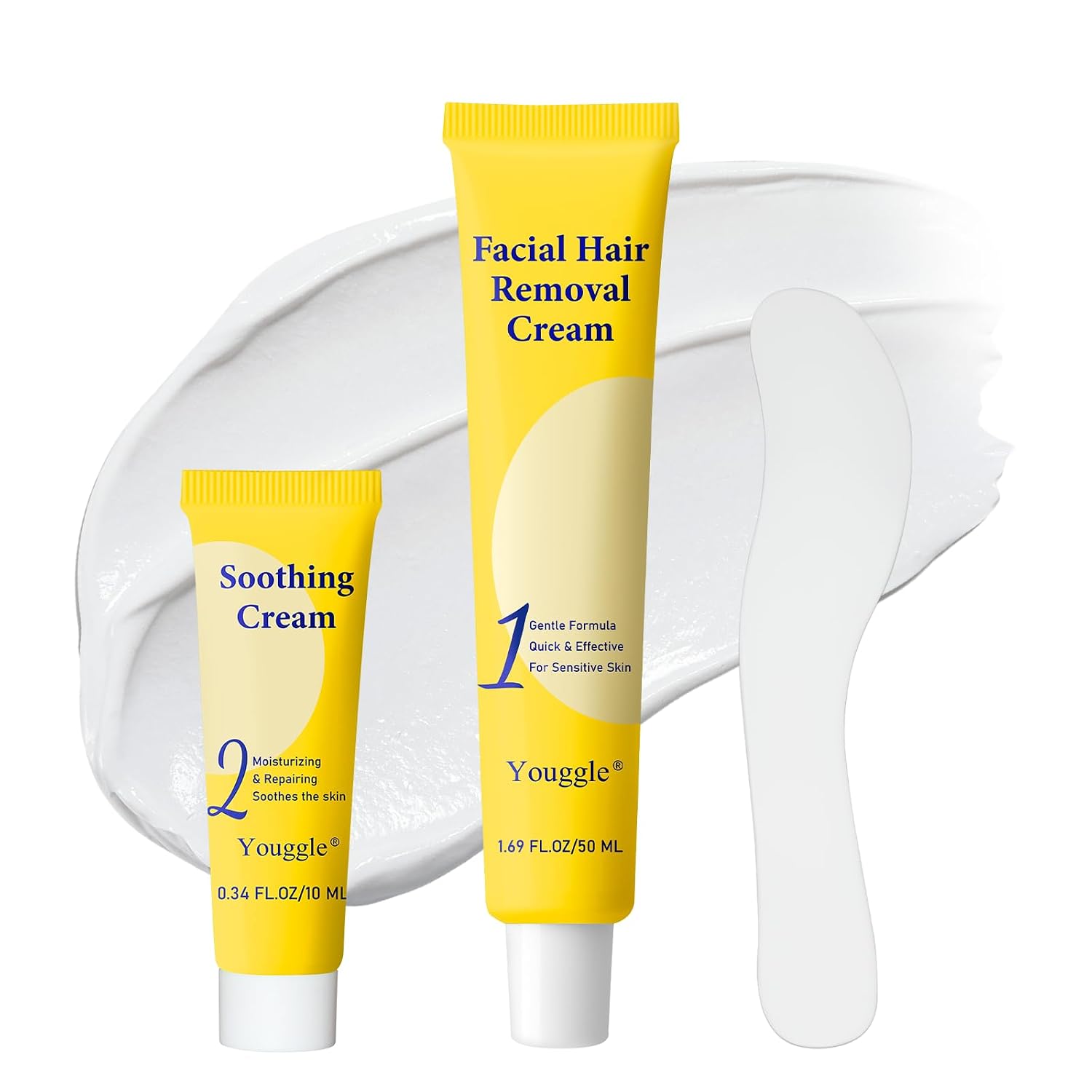 5 Min Facial Hair Removal For Women, Painless & Gentle Sensitive Skin Hair Removal Cream with Soothing Cream for Chin & Upper Lip & Cheeks -2.03 Fl Oz