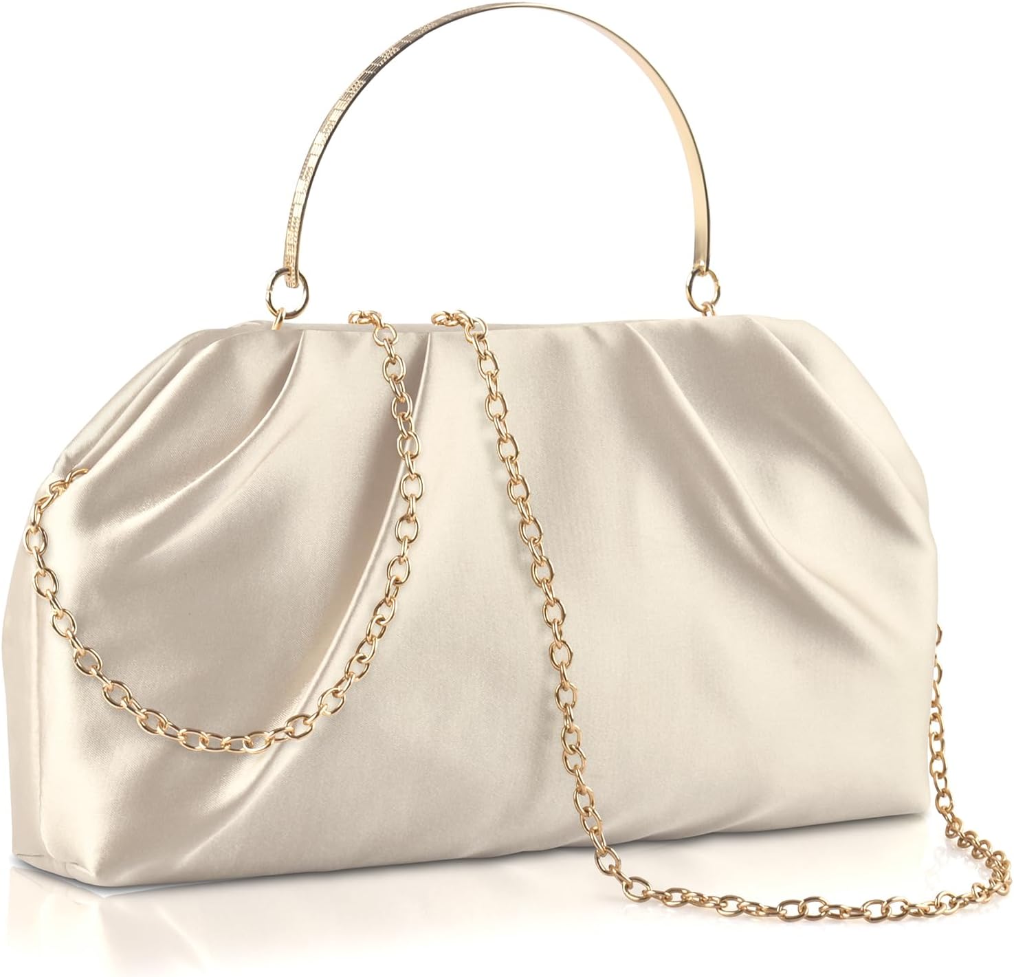 ERKOON Clutch Purse for Women Elegant Pleated Evening Bag Crossbody Shoulder Handbag Envelope Bag with 2 Detachable Chain