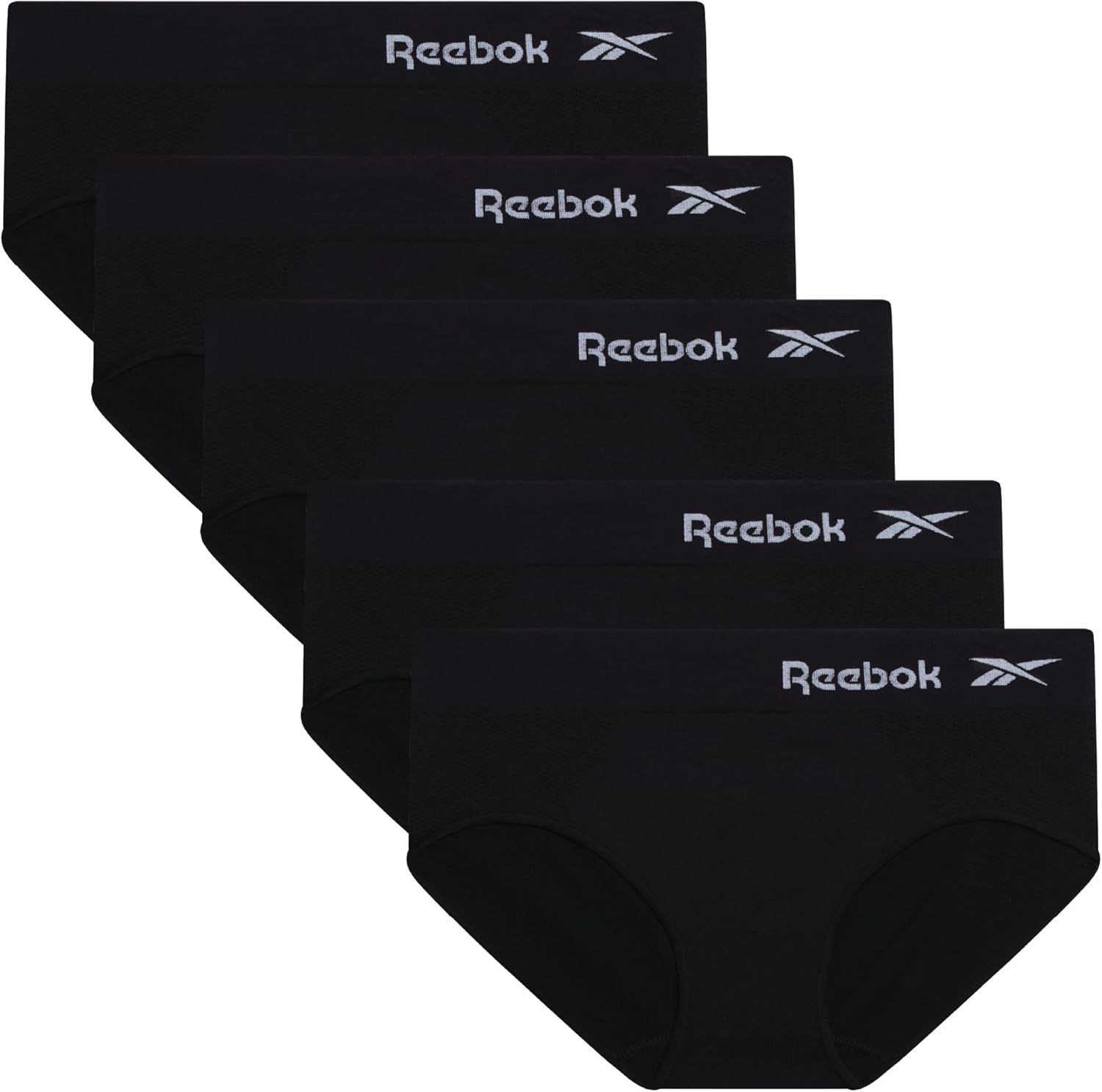 Reebok Womens Hipster Panties Underwear, Stretch Tag-Free Waistband 5 Pack | Reliable Comfort and Practical Value for Everyday Wear, Flexible Performance Fabric Flexes with Every Movement