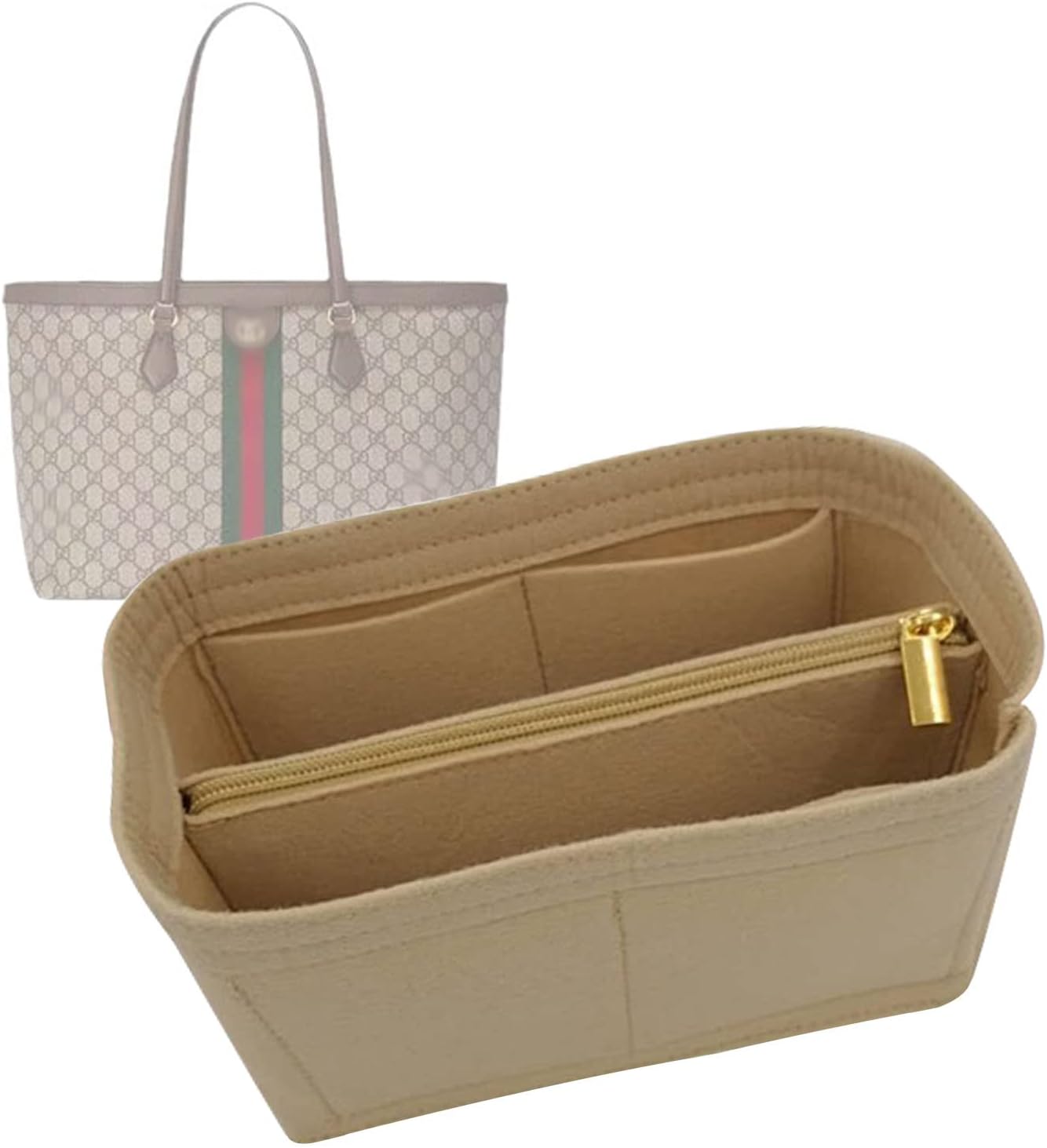 Lckaey Purorganizer is used for ophidia medium tote bag lining storage bag insert3010khaki-B