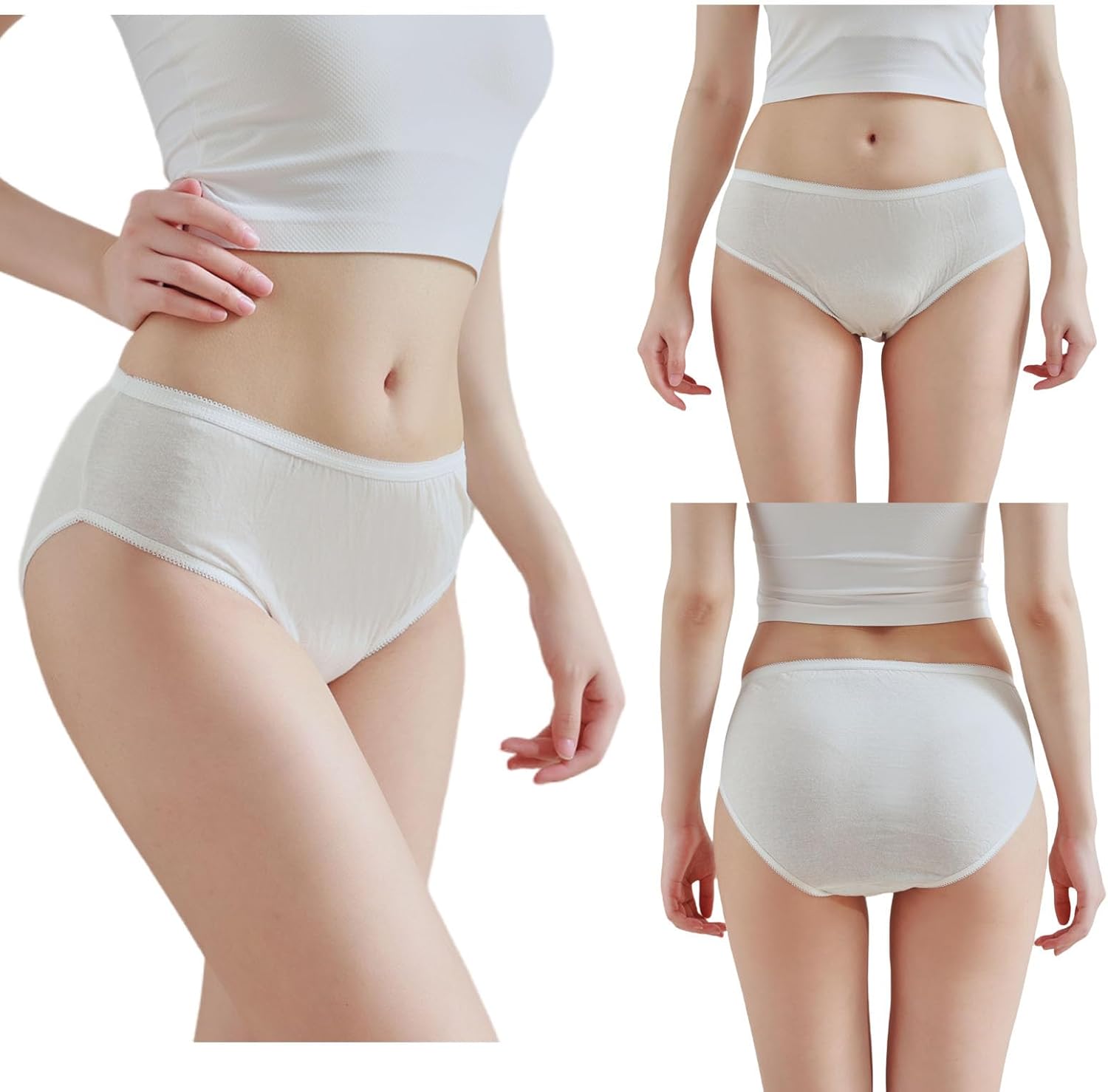 STARLY Women's Disposable Pure Cotton Underwear Travel Panties | 10pk High Cut Granny Briefs,White/Macarons/Black,Single Packed,One-off Handy Shorts,Ready to Use Travel Knicker,Reusable Pant