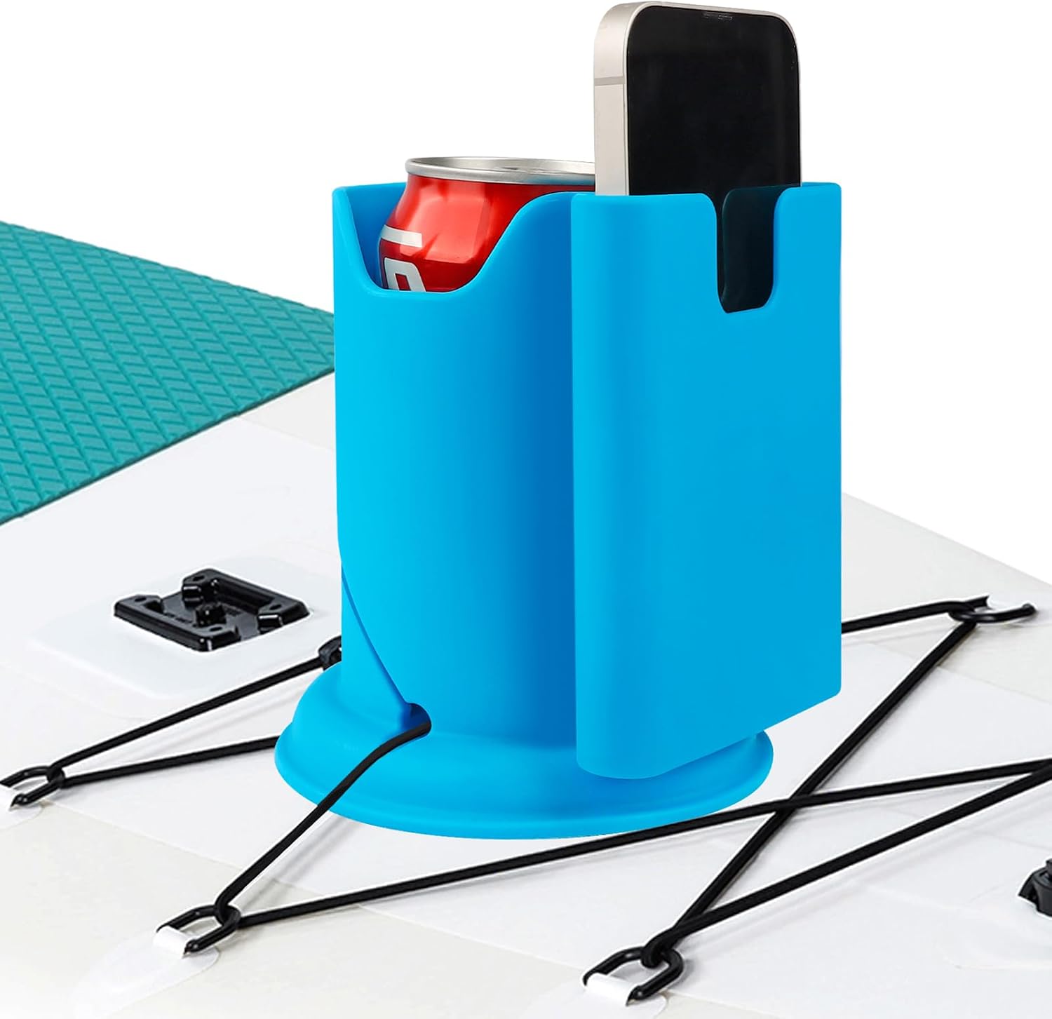 Paddleboard Cup Holder, 2 in 1 Drink Phone Holder for Kayaks SUPs, Blue | Paddle Board and Kayak Drink Holder, 2 in 1 Phone Holder, Paddleboard Accessory, Surfboards, Canoes, SUPs, Kayaks, Boats