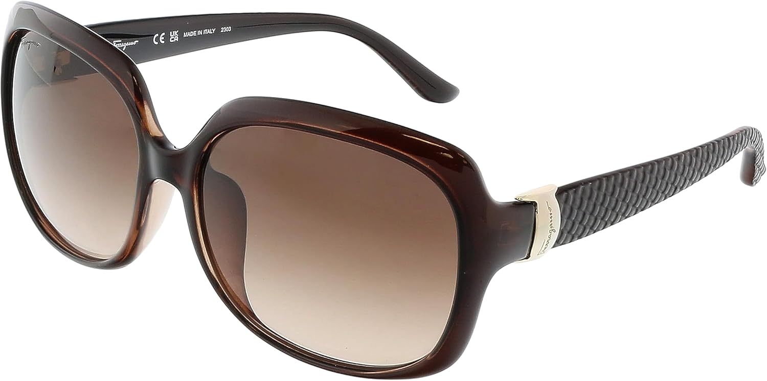 Salvatore Ferragamo Sunglasses Rectangle Full Rim, Brown Frame and Brown Gradient Lens SF739SA210
