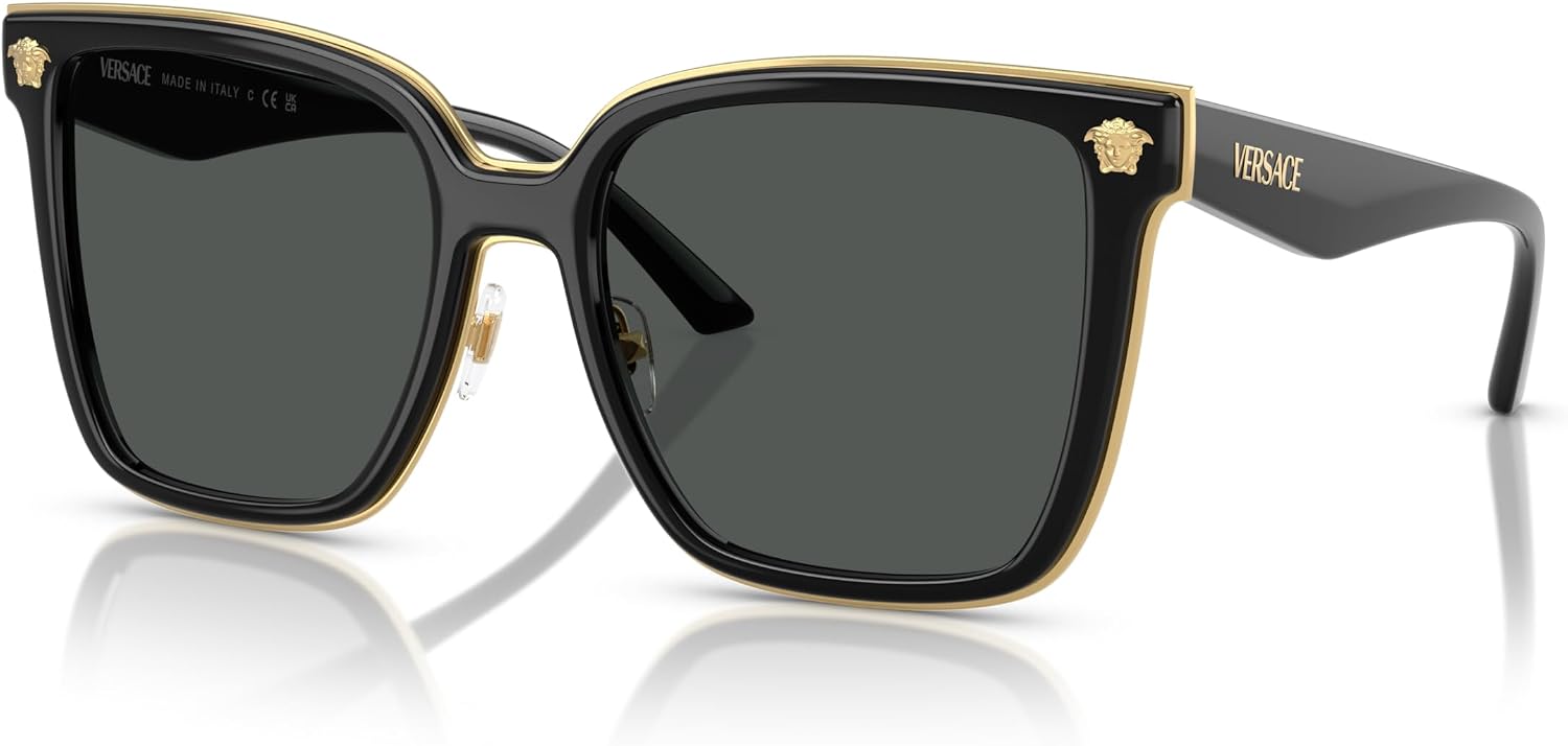 Versace Woman Sunglasses Black Frame, Dark Grey Lenses, 58MM