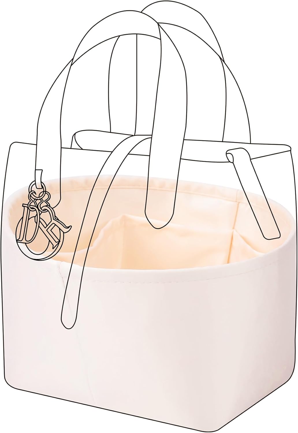 DGAZ Silk Purse Organizer Insert Fits Dior Toujours Vertical Tote Bags，Silky Smooth Bag Organizer，Luxury Handbag & Tote Shaper(Craie,Small)