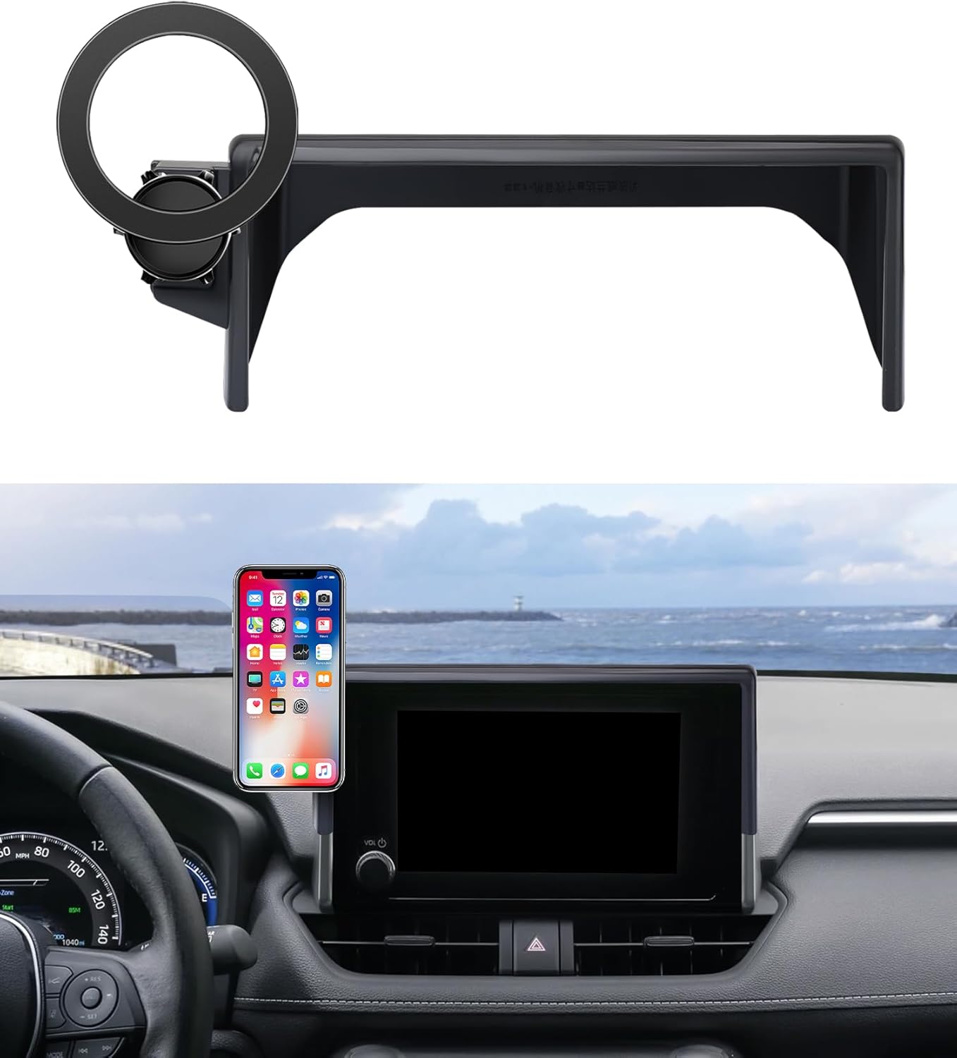 Car Phone Holder for Toyota RAV4 2019-2025 Accessories, 7/8" Screen Mount | Magsafe Magnetic Cell Phone Mount Clip Compatible with iPhone, 3D fit Stable Dashboard GPS Navigation Bracket Cradle Stand