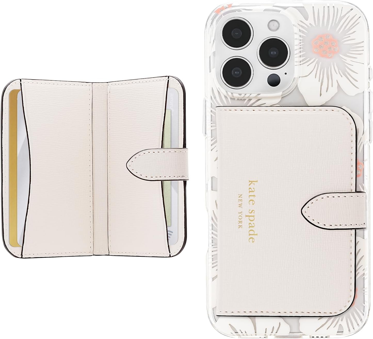 kate spade new york Morgan Magnetic Card Holder/Wallet - Cream | Stylish Phone Wallet - Compatible w/MagSafe Phones & Cases -Detachable MagSafe Wallet for iPhone 17 Pro Max/16/15/14/Pixel 10