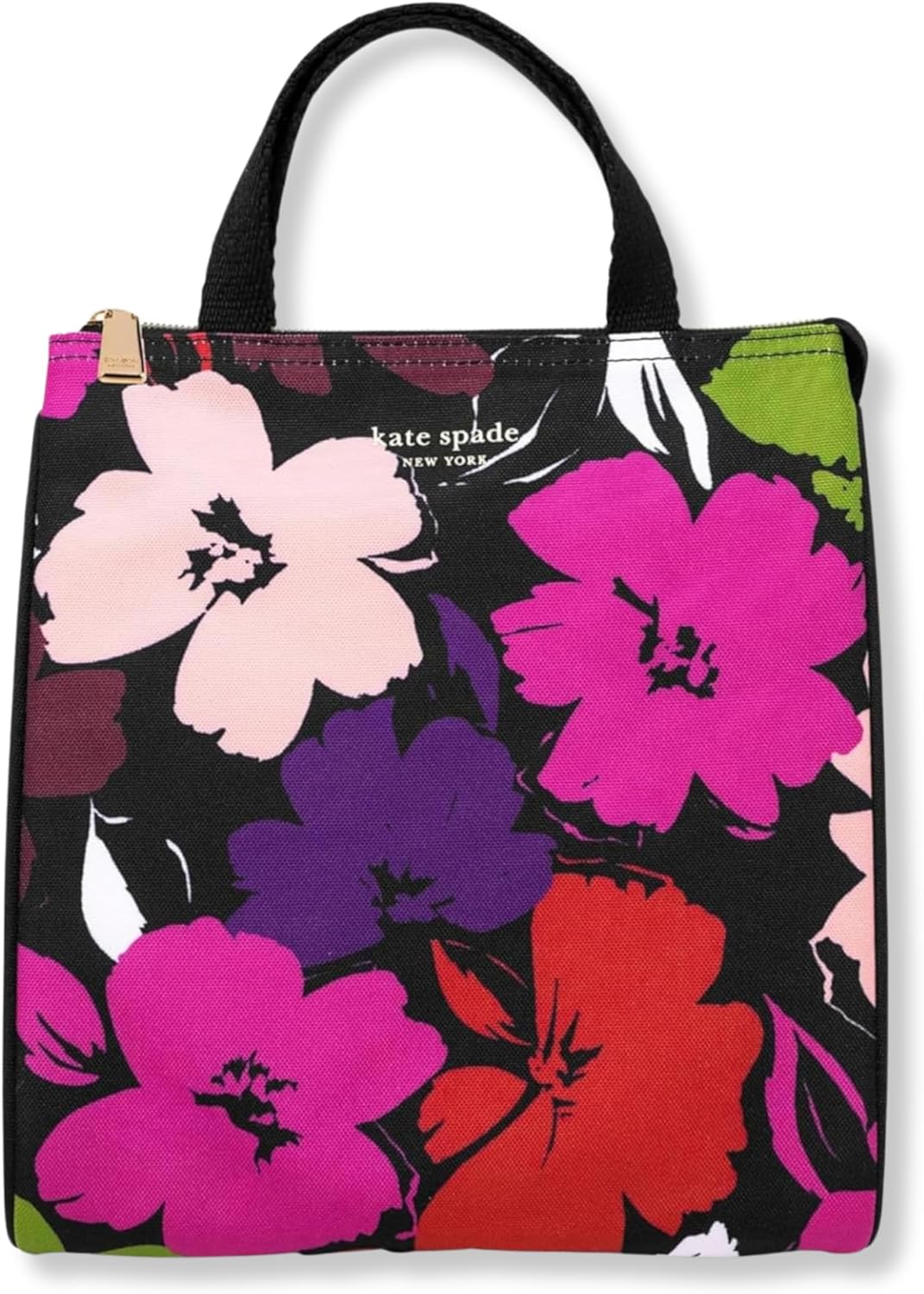 kate spade new york Insulated Lunch Tote, Painterly Blooms | Cute Insulated Soft Cooler Bag, Adult Lunch Box with Silver Thermal Interior Lining and Mesh Storage Pocket