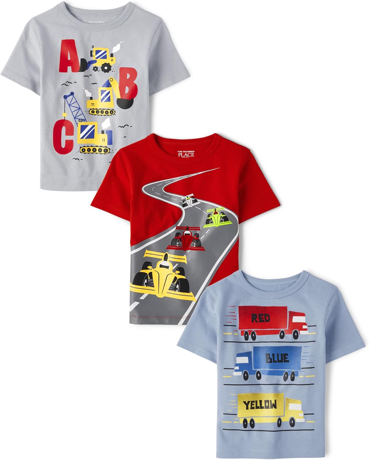 The Children's Place Baby Boys' and Toddler School,Learning Short Sleeve Graphic T-Shirts,3 Pack
