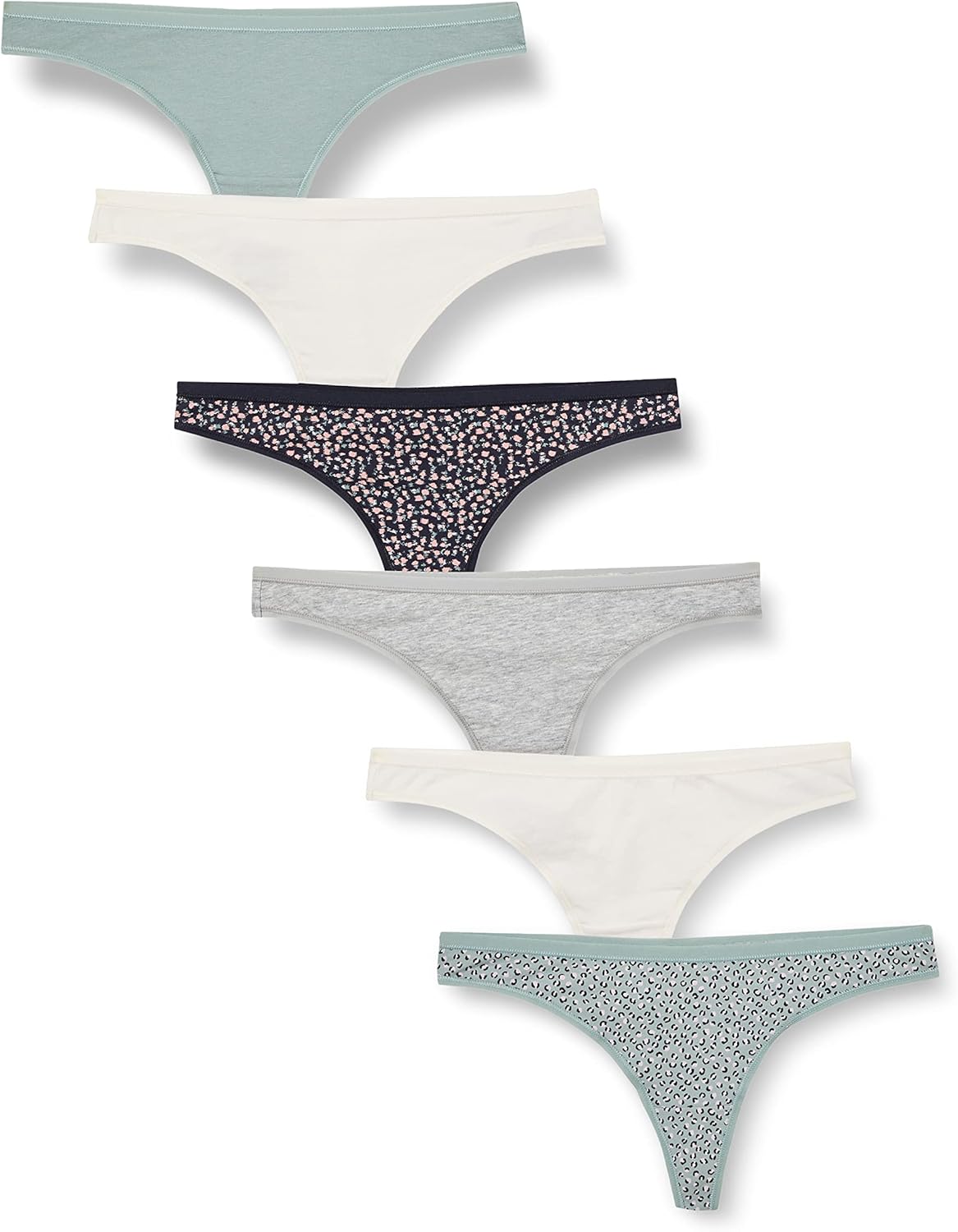 Amazon Essentials Women's Breathable Cotton Thong Underwear for Women, No Show, Pack of 6