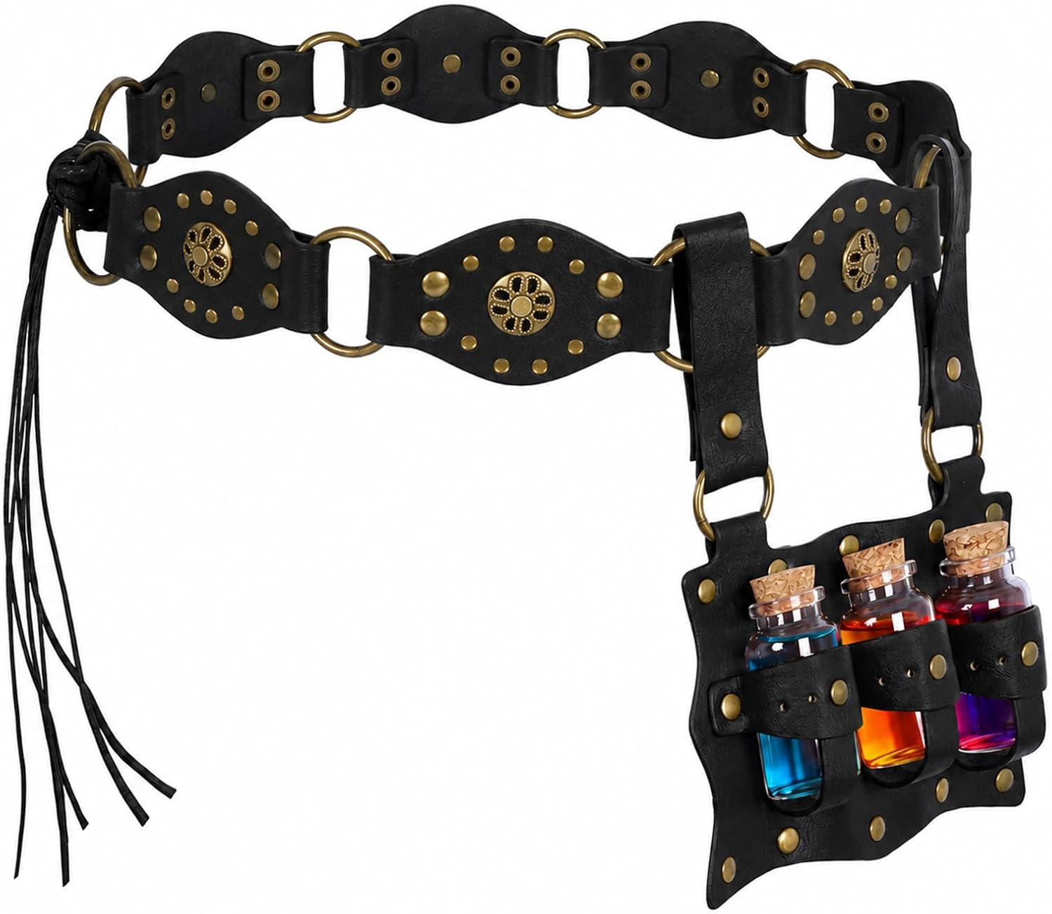 Renaissance Belt Women-Medieval Belt Set with Potion Bottle for Cosplay | Pirate Witch Belt Accessories Skirt Hike for LARP Ren Faire Halloween