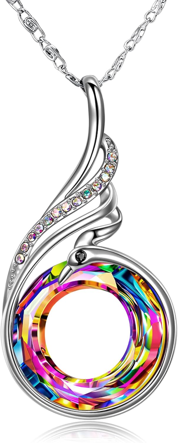 Kate Lynn "Rise From the Ashes Phoenix Necklace Made with Crystals from Austria, 18"+2" Necklace, Packaged with Jewelry Box, Birthday Gift for Women, Symbol of Luck and Renewal