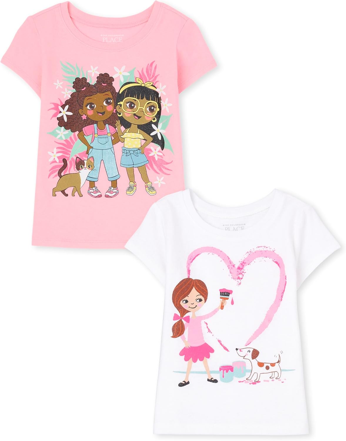 The Children's Place Baby Girls' and Toddler Unicorns,Butterflies,Trends Short Sleeve Graphic T-Shirts,3 Pack