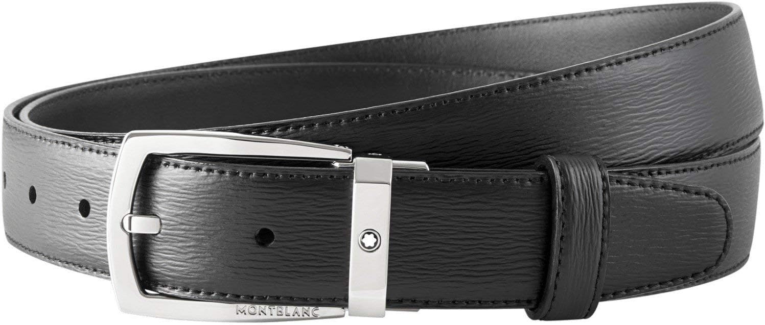 MONTBLANC Black Leather Belt- Black116706, Brand Size 47
