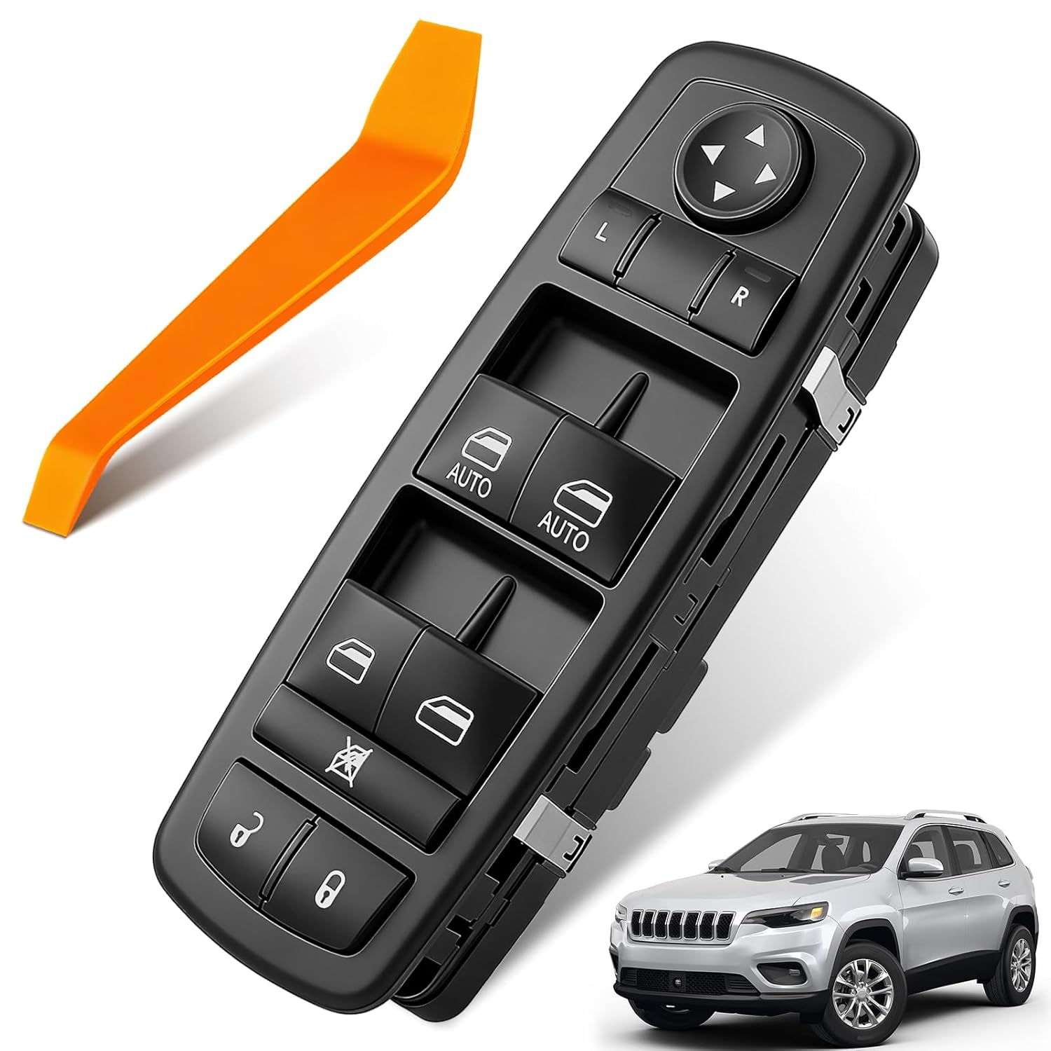 Power Window Switch for Jeep Cherokee (2015-2022), Chrysler 200 (2015-2017) Front Left Driver Side, Replaces 68271206AA (NO Folding Mirrors)