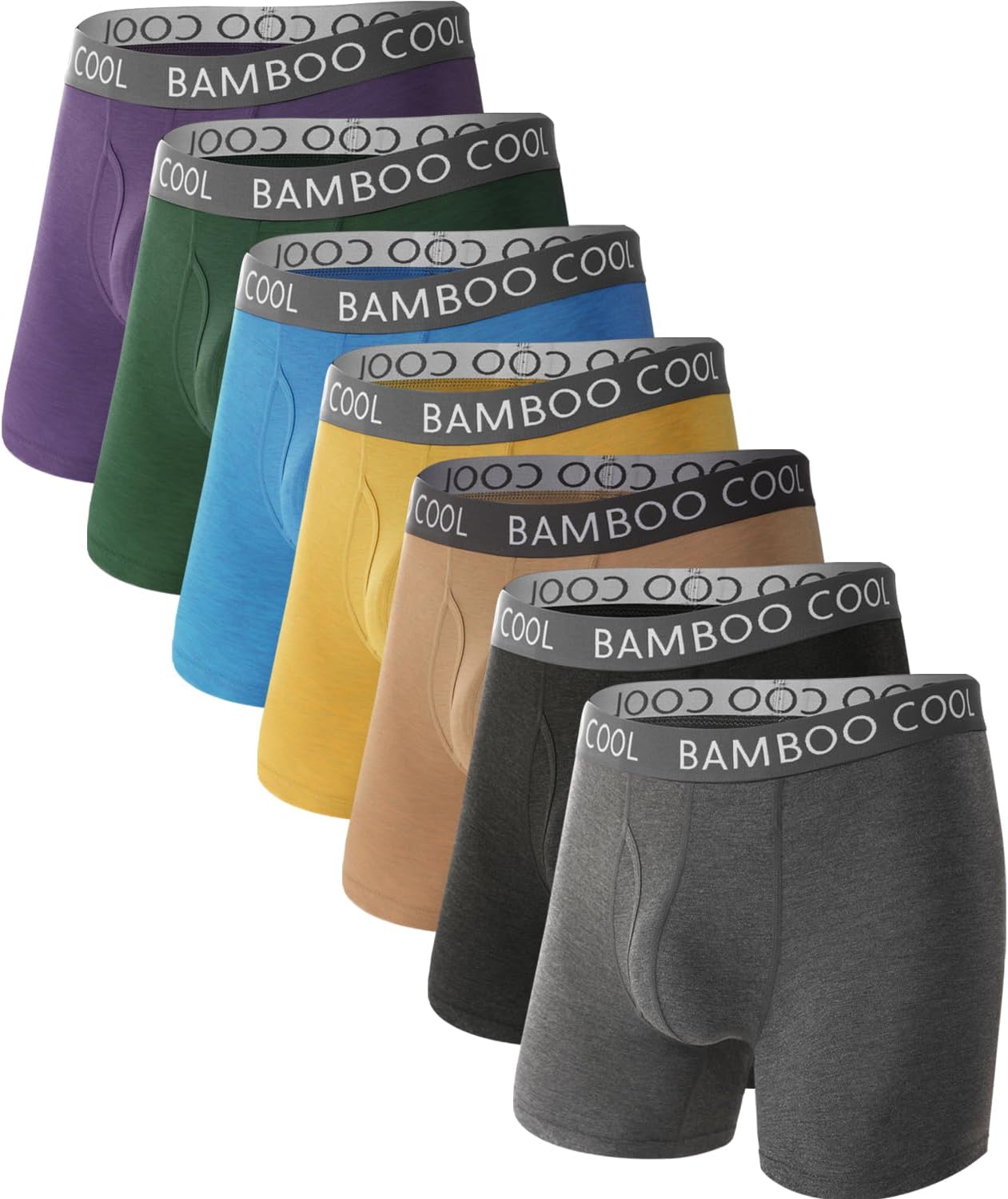 BAMBOO COOL Men's Ultra Breathable Underwear,No Riding Up Boxer Briefs with ComfortFlexible Waistband,Multipack