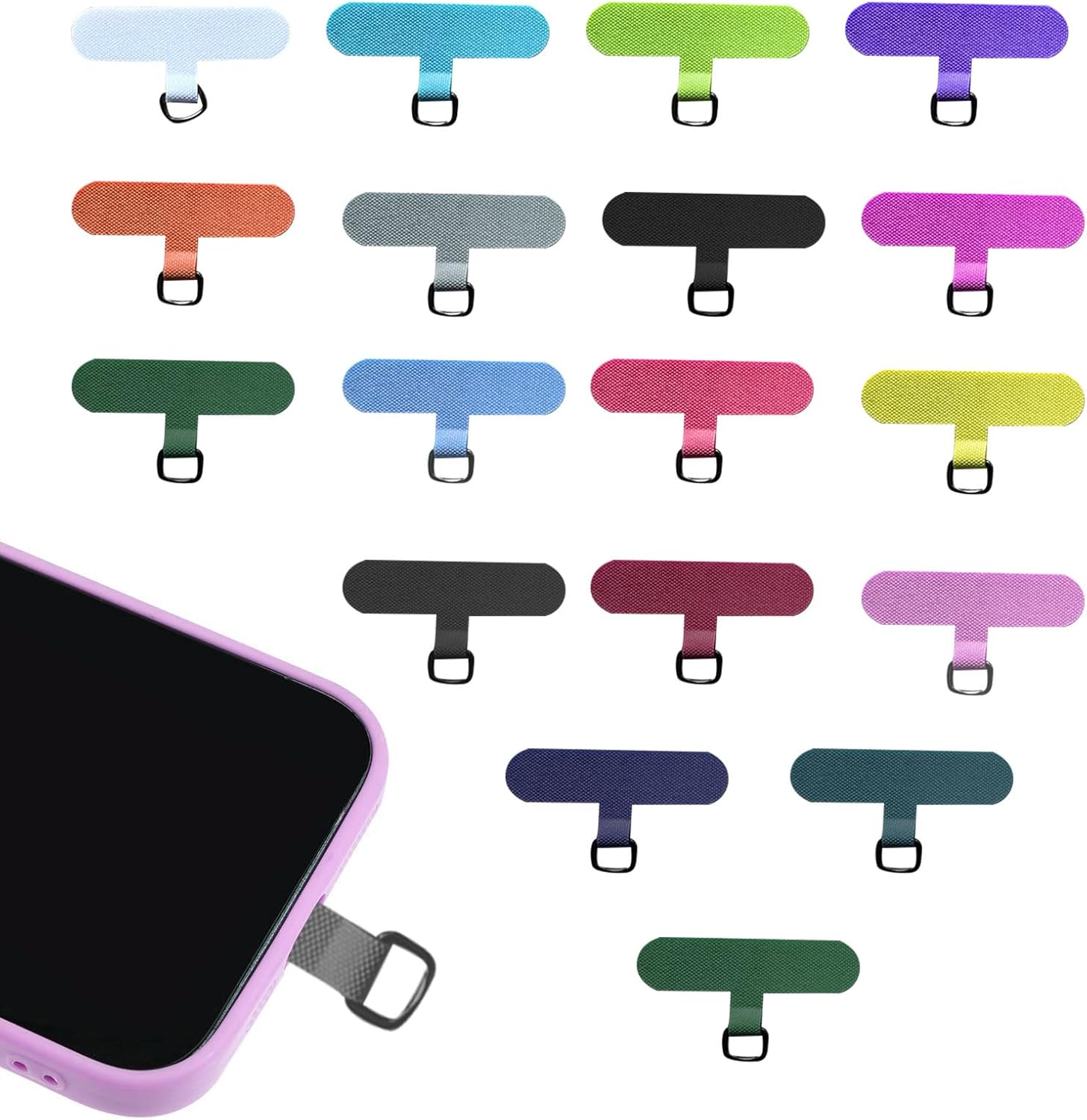 18PCS Phone Tether Tabs multi-color Universal Without Adhesive Phone Lanyard Patch Replacement Parts, nylon material Compatible with full protective case
