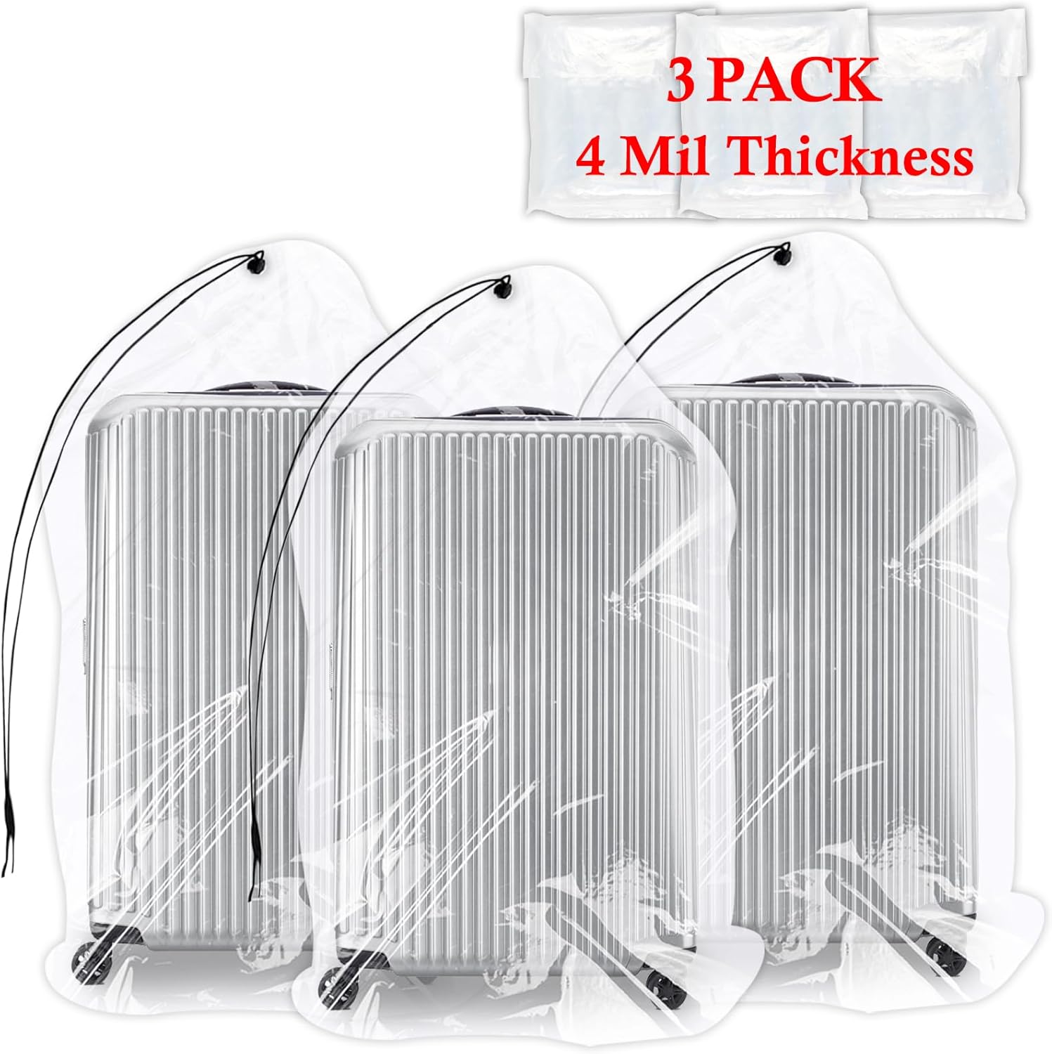 62x31 Inch Extra Large Clear Plastic Suitcase Storage Bags, 3 Pack, 4 Mils | Dustproof Moistureproof & Reusable, Big Giant Luggage Storage Bag Suitcase Covers for Garage Organizer, Blanket, Plush Toys