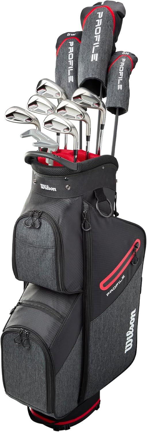 Wilson Senior Profile Complete Golf Set with Cart Bag - Right Hand, Senior, Red/Black/Silver