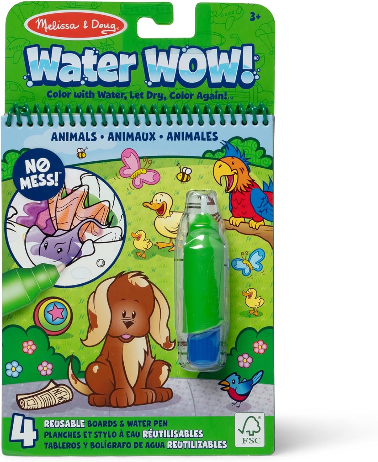 Melissa & Doug On the Go Water Wow! Mess Free Coloring Book, Reusable Water-Reveal Activity Pad, Animals, Travel Toys, Party Favors, For Toddlers & Kids Ages 3+ - FSC Certified