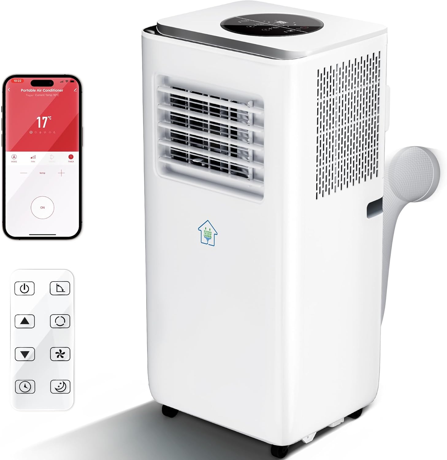 Portable Air Conditioners 10000 BTU, 4-in-1 Smart Portable AC Unit with App & Remote Control, Cool, Heat, Dehumidifier, Fan for Rooms up to 450 sq.ft, 24H Timer, Includes Window Kit