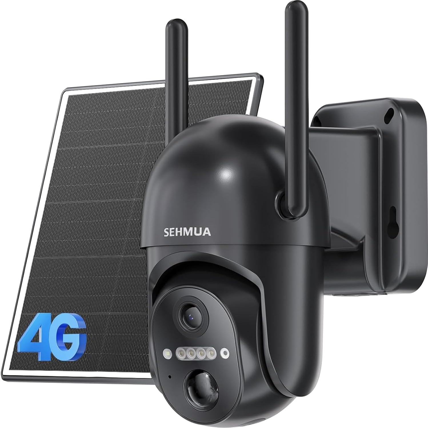 SEHMUA 4G LTE Cellular Solar Security Camera Wireless Outdoor, No Wi-Fi Solar Powered Camera, 360° Live View, 2K Color Night Vision, PIR Motion Sensor, Two-Way Talk, Built-in SIM Card