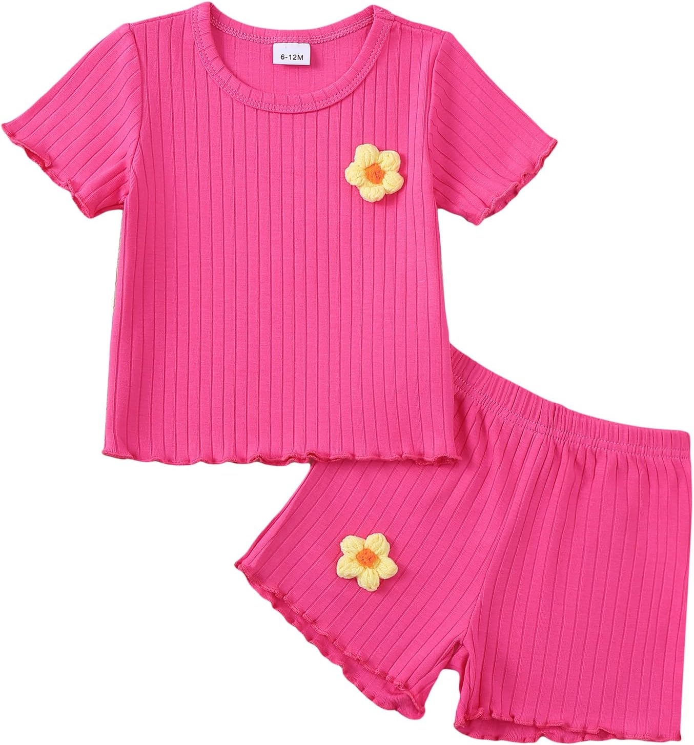 Mioglrie Toddler Baby Girl Summer Clothes Toddler Girls Summer Outfits Short Sleeve T-Shirts Shorts Clothing Set 6M-3Y